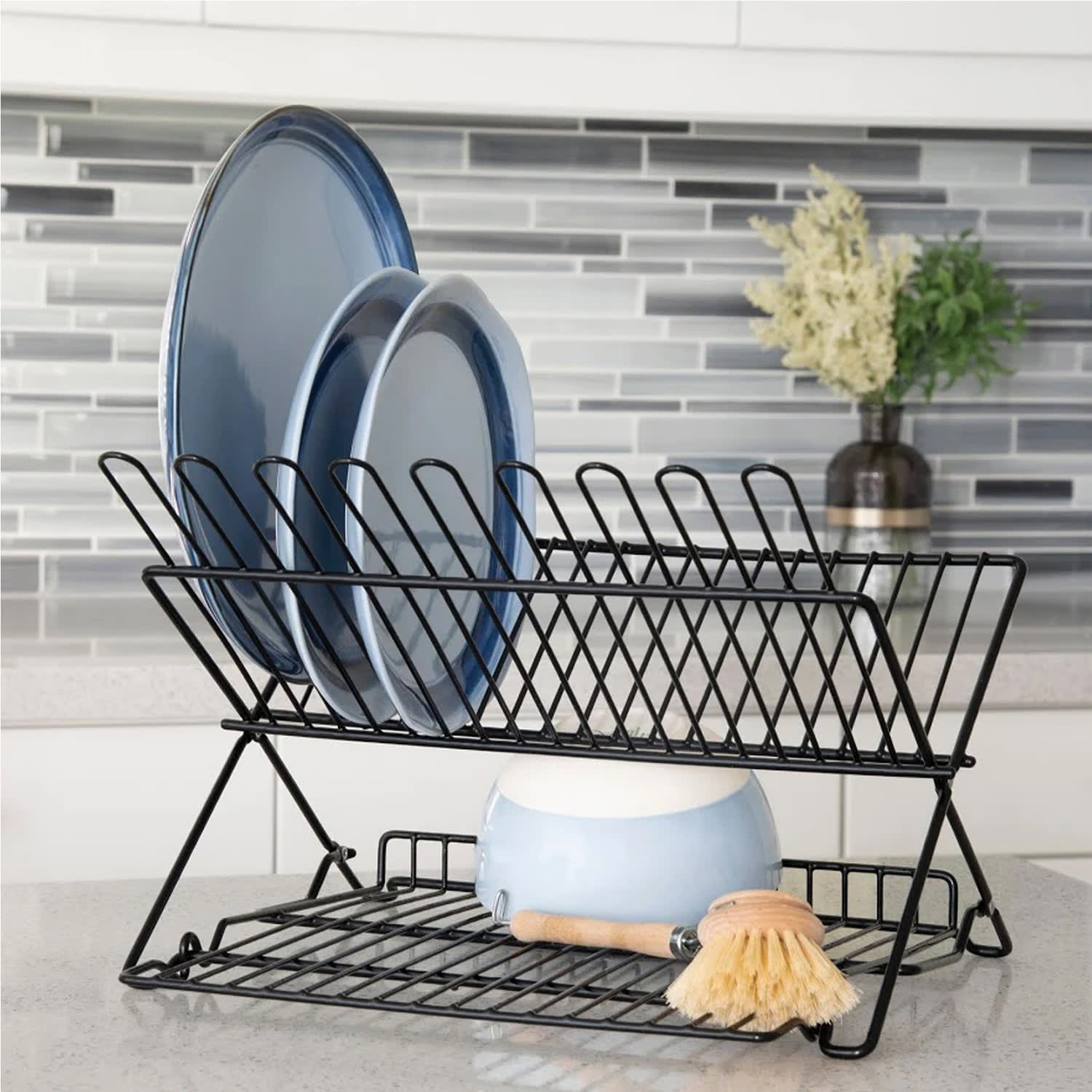 Better Houseware Jr. Folding Dish Rack, 12-1/2inH x 13-3/4inW x 10-3/4inD, Black - Image 4