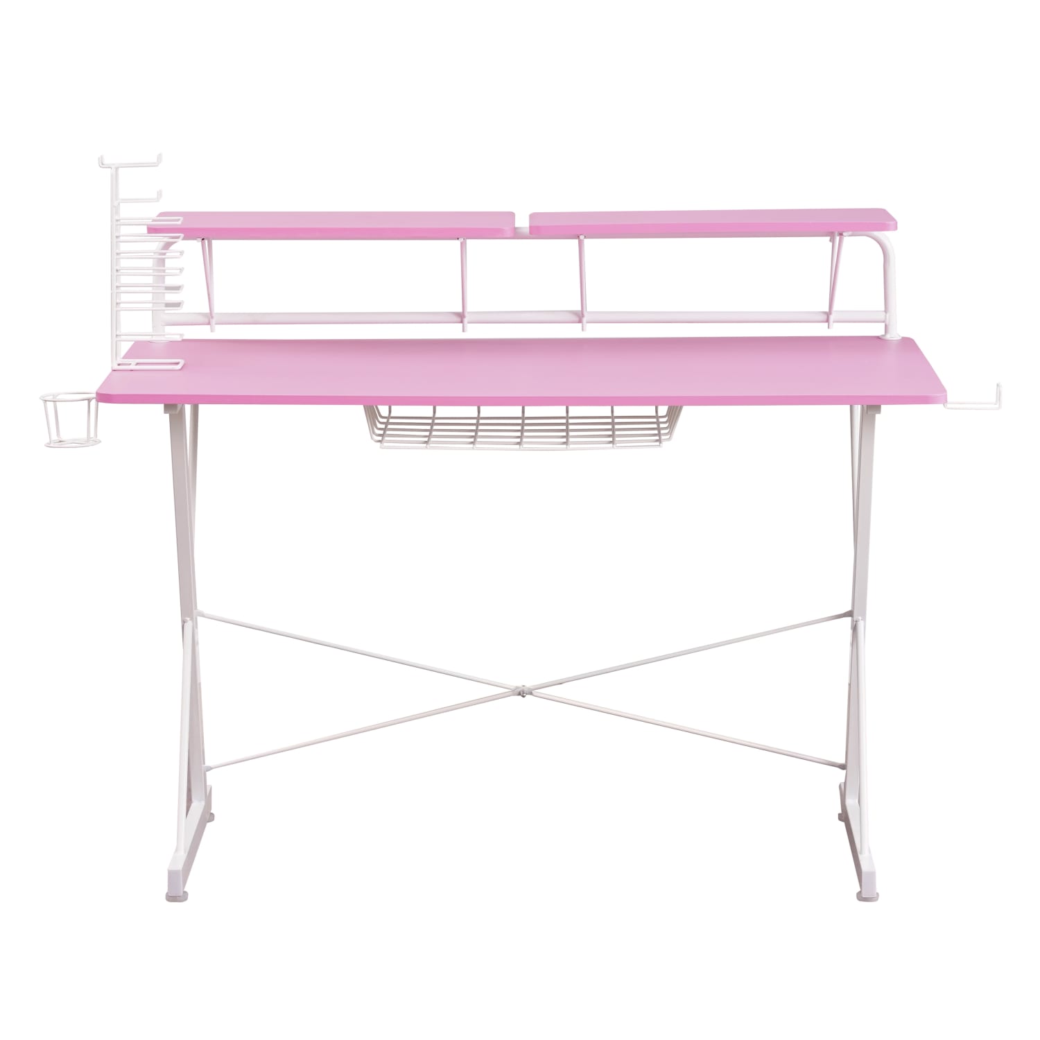 Techni Sport 48inW Carbon Gaming Computer Desk With Shelving, Pink - Image 6