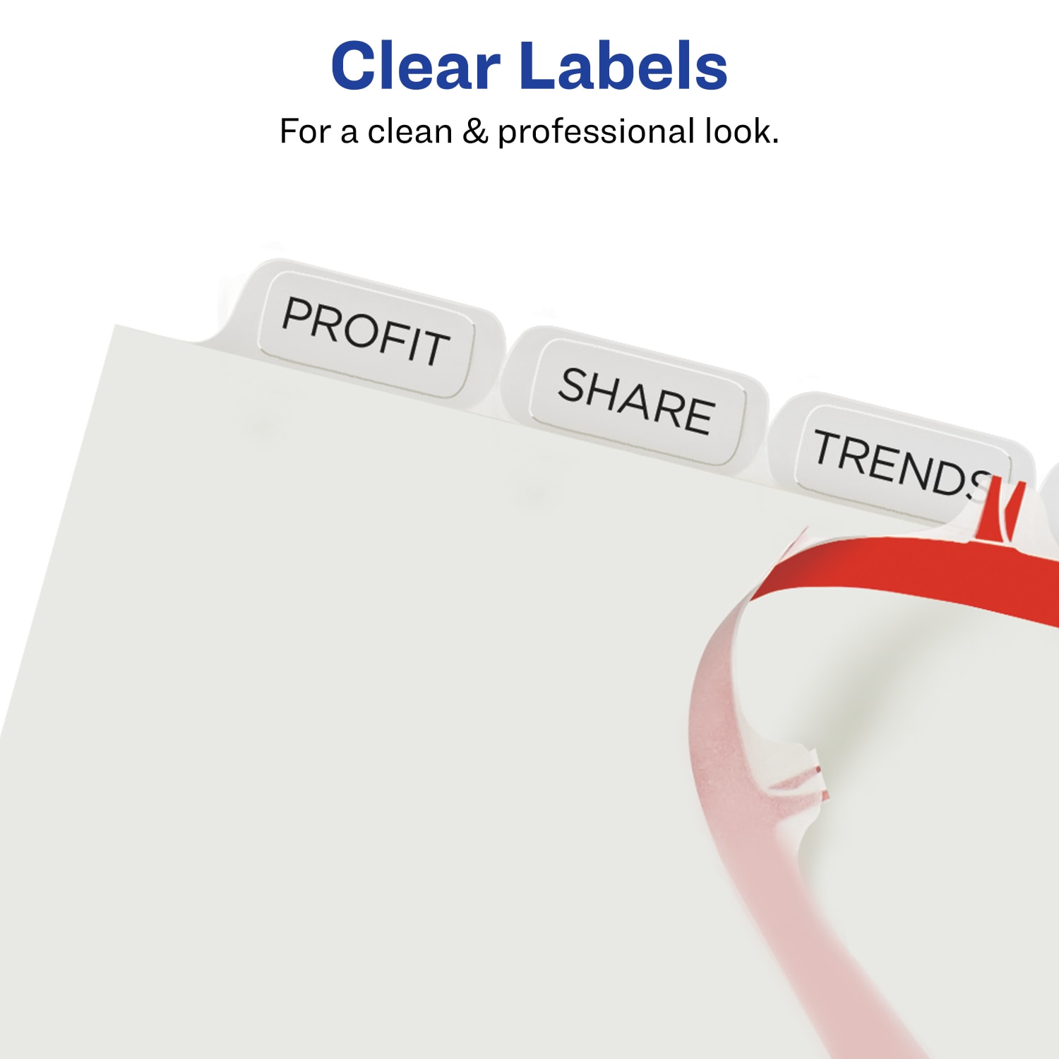 Avery Print & Apply Clear Label Dividers With Index Maker Easy Apply Printable Label Strip for Copiers, 8-1/2in x 11in, 8-Tab, White, Pack of 5 Sets - Image 4