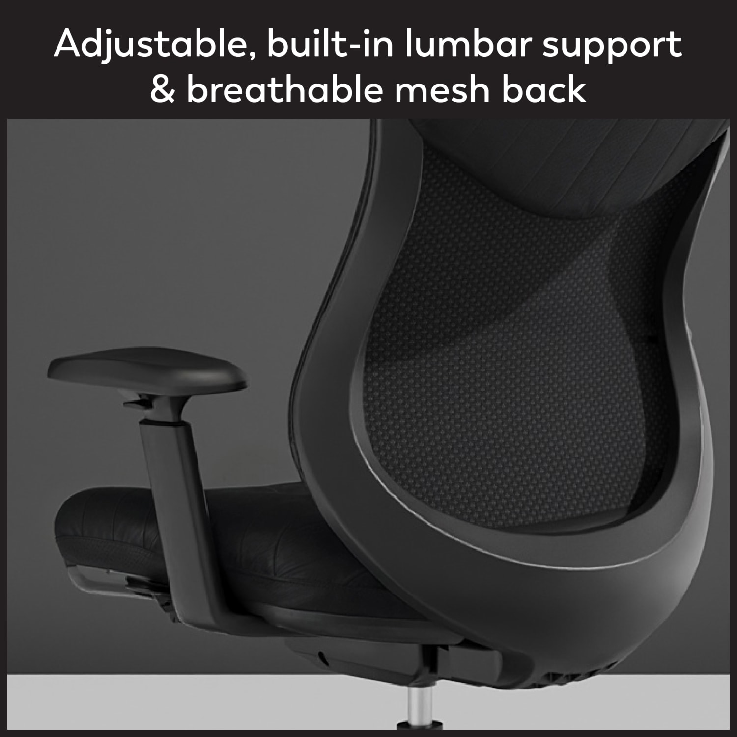 WorkPro Fortimo Ergonomic Mesh/Vegan Leather High-Back Executive Chair, Black/Black, BIFMA Compliant - Image 5