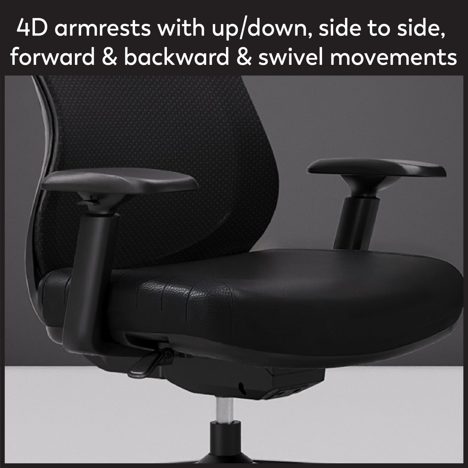 WorkPro Fortimo Ergonomic Mesh/Vegan Leather High-Back Executive Chair, Black/Black, BIFMA Compliant - Image 6