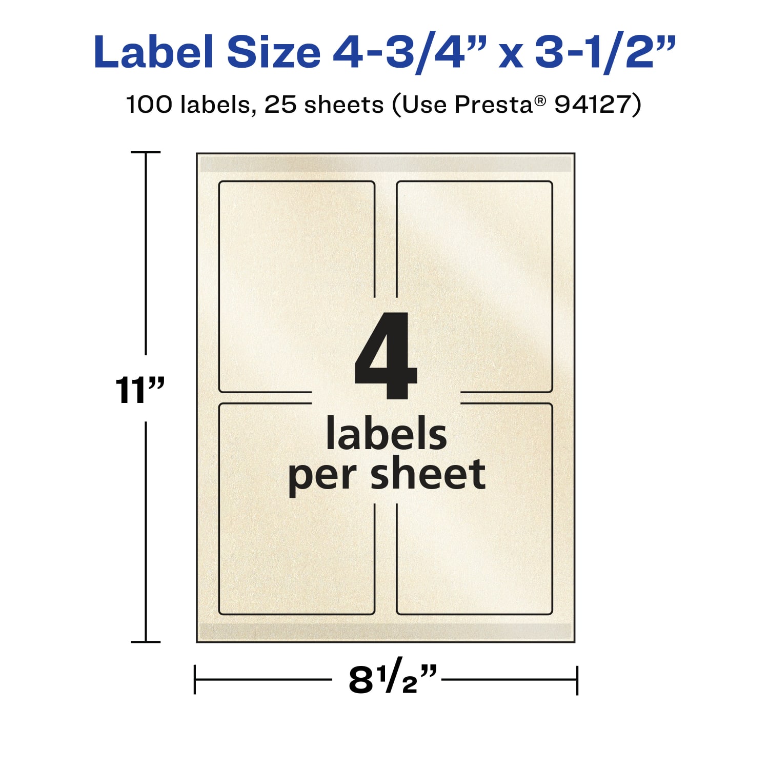 Avery Pearlized Permanent Labels With Sure Feed, 94127-PIP25, Rectangle, 4-3/4in x 3-1/2in, Ivory, Pack Of 100 Labels - Image 6