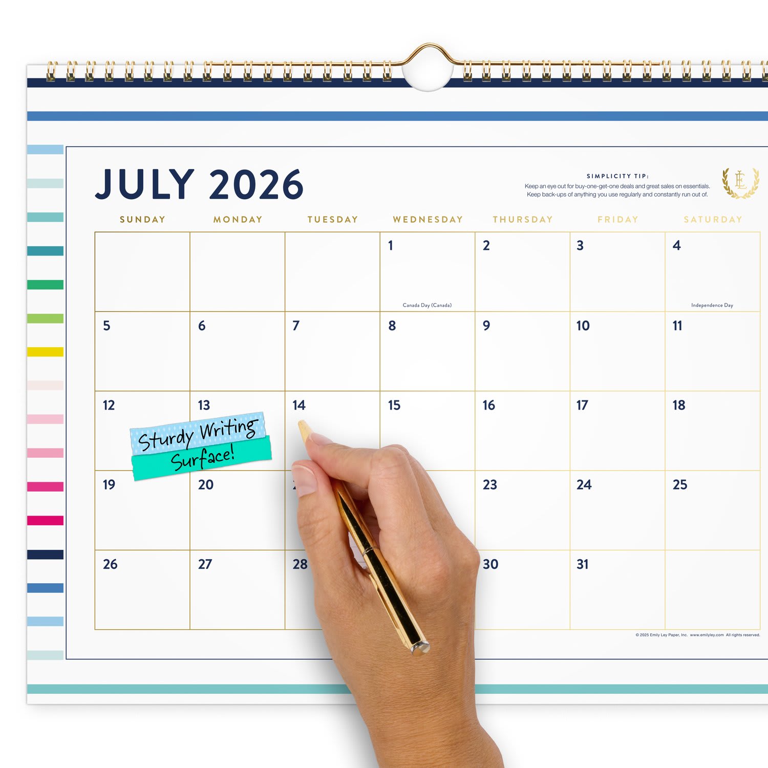 Simplified by Emily Ley for AT-A-GLANCE Academic 2026-2027 Monthly Wall Calendar, Happy Stripe, Medium, 12in x 15in - Image 6