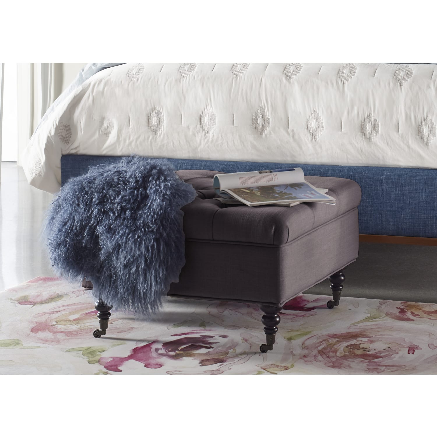 Serta Abbot Square Tufted Ottoman, Midnight Charcoal - Image 3