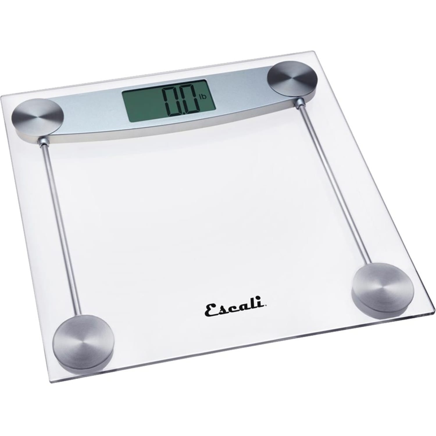 Escali Square Clear Glass Bathroom Scale - 400 lb - Clear, Silver - Image 3