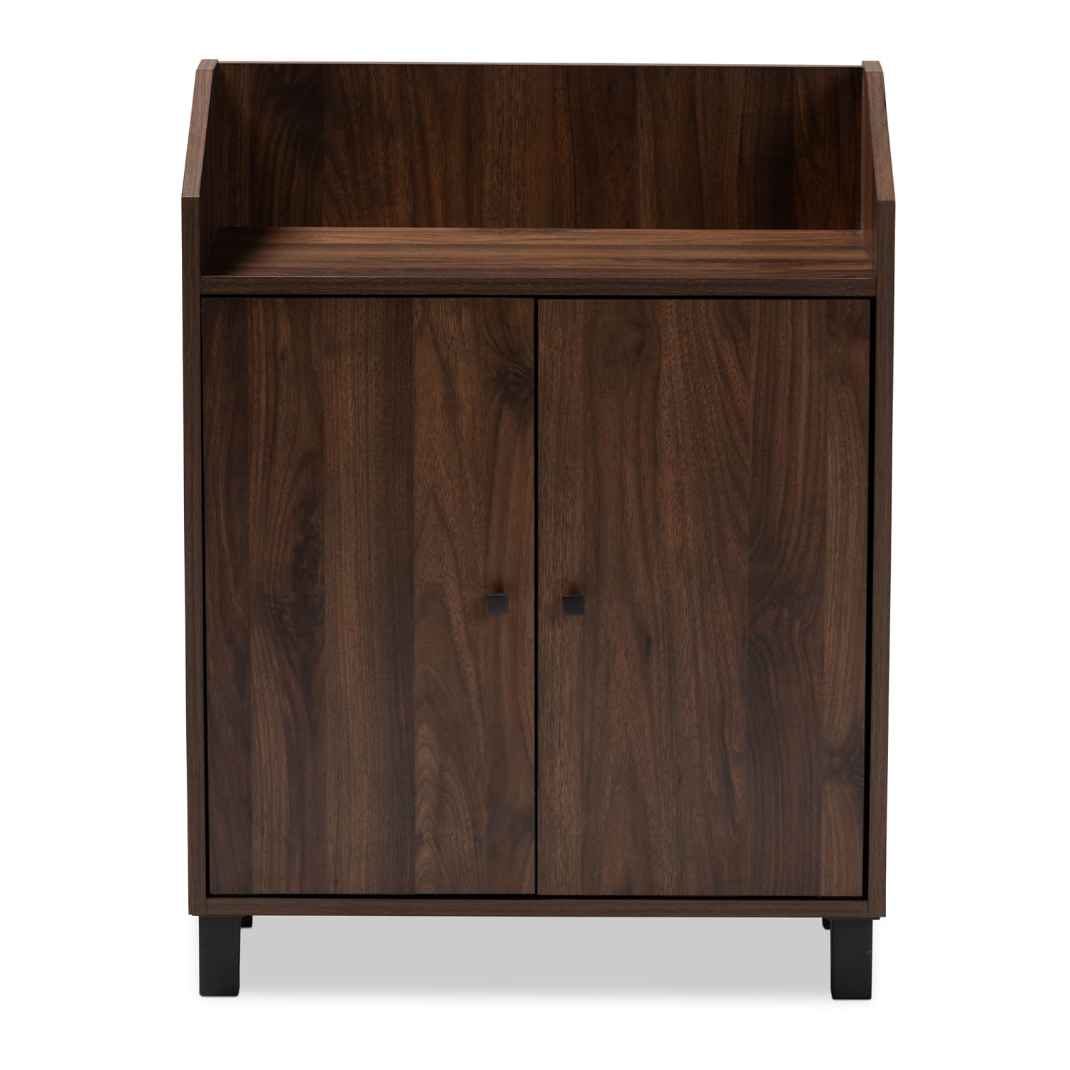 Baxton Studio Rossin 2-Door Entryway Shoe Storage Cabinet With Open Shelf, Walnut - Image 4