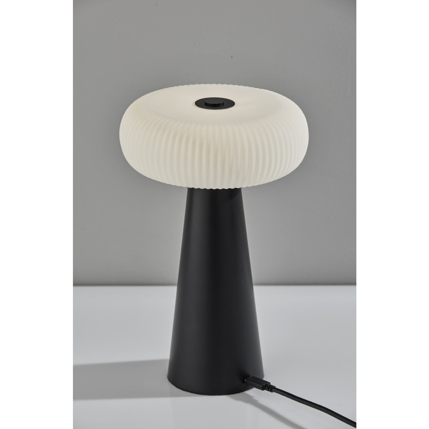 Adesso Ozzie LED Cordless Indoor/Outdoor Table Lamp, 11-1/4inH, White Shade/Black Base - Image 3