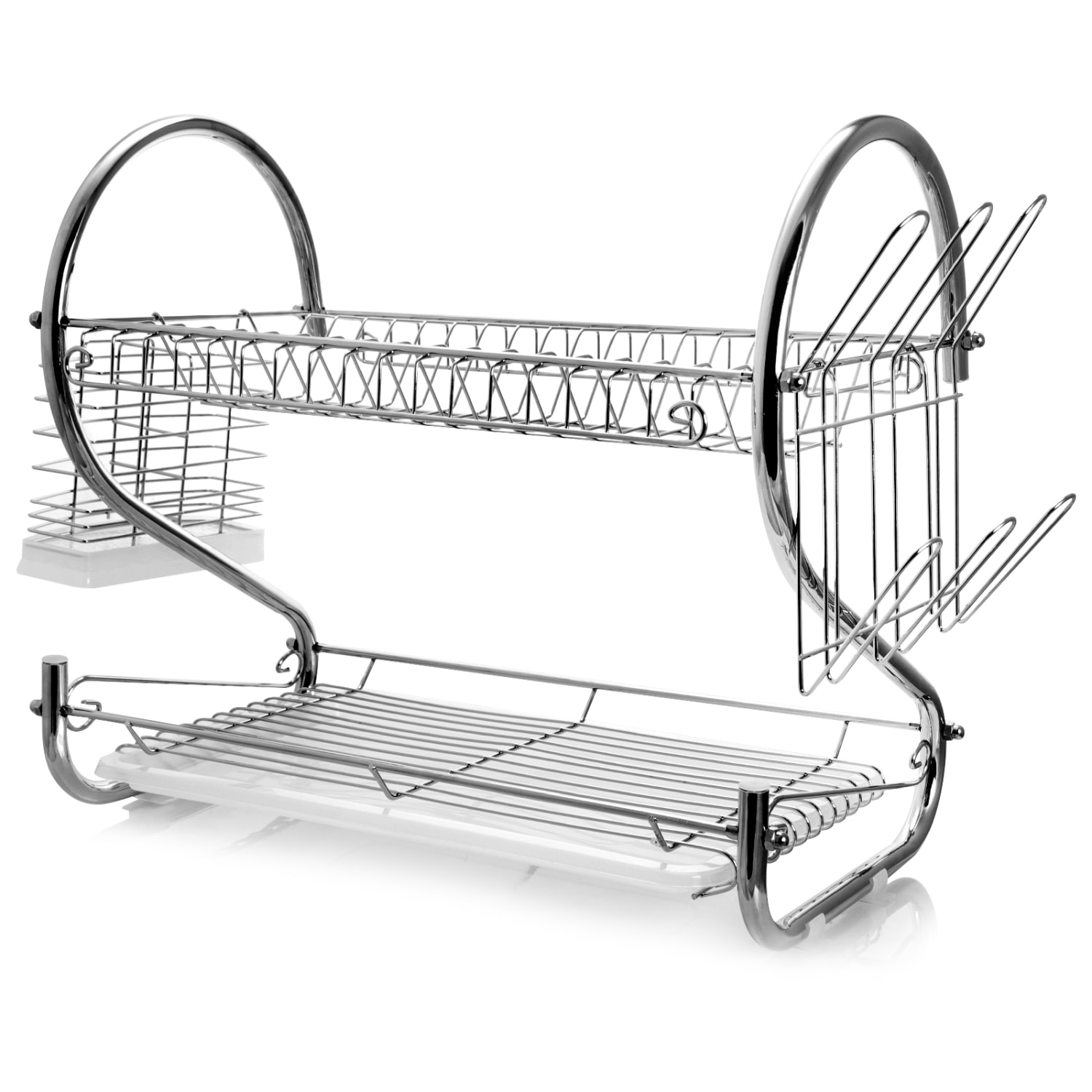 Megachef 16in Counter Top Drying Dish Rack, Silver - Image 6
