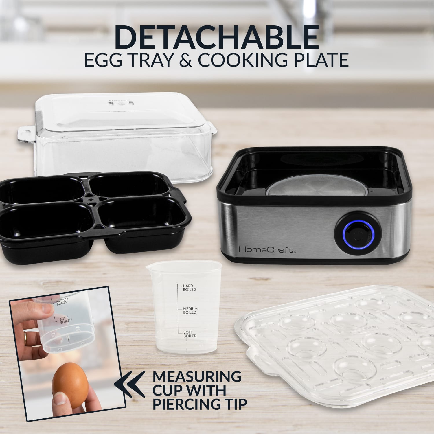Nostalgia Electrics HomeCraft 8-Egg Cooker With Buzzer, Stainless Steel - Image 5