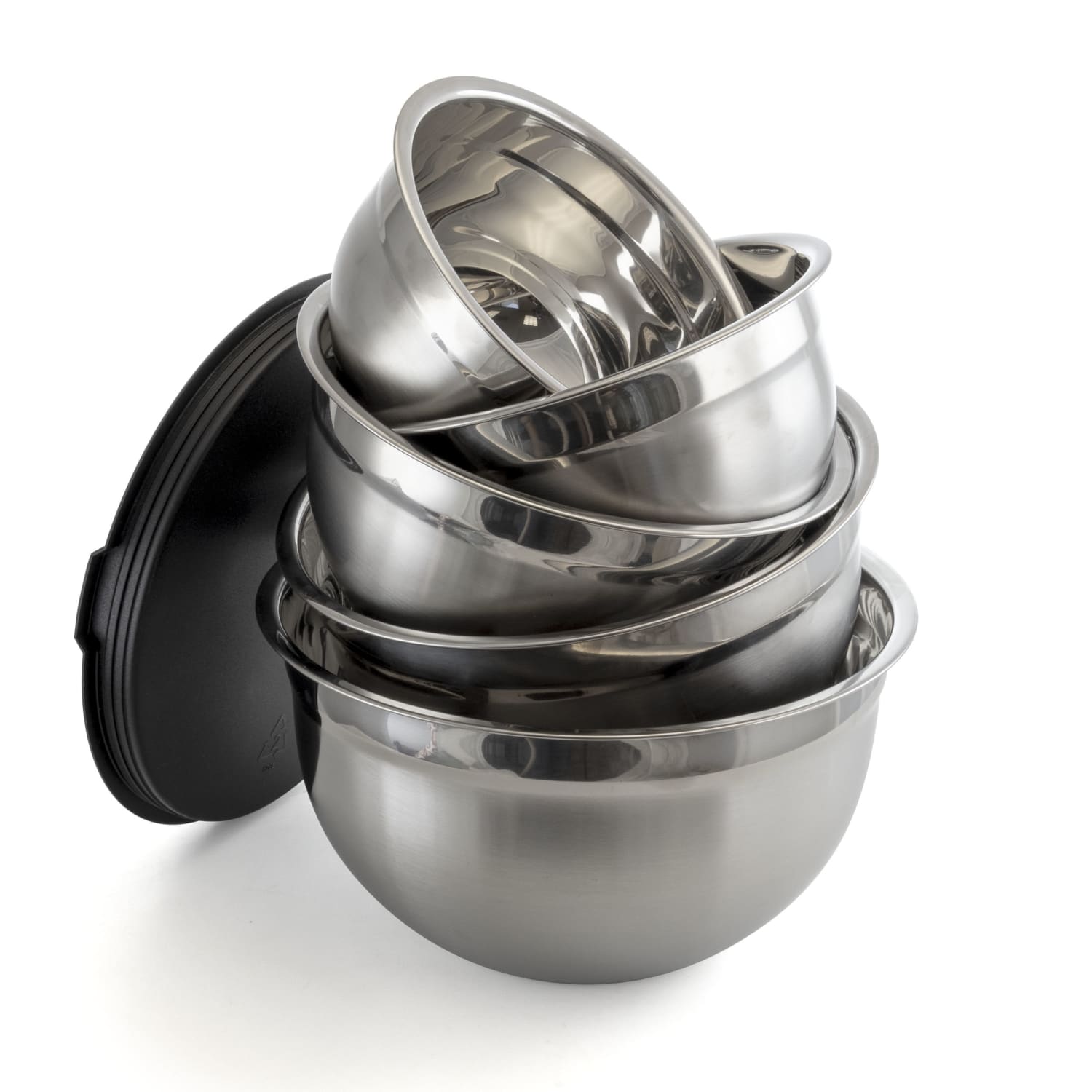 MegaChef 5-Piece Stackable Mixing Bowl Set, Chrome - Image 4