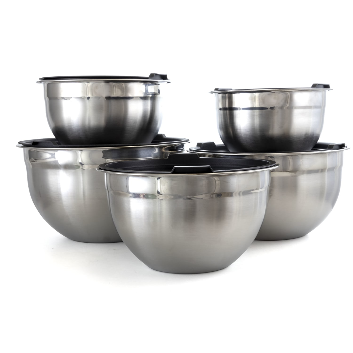 MegaChef 5-Piece Stackable Mixing Bowl Set, Chrome - Image 5