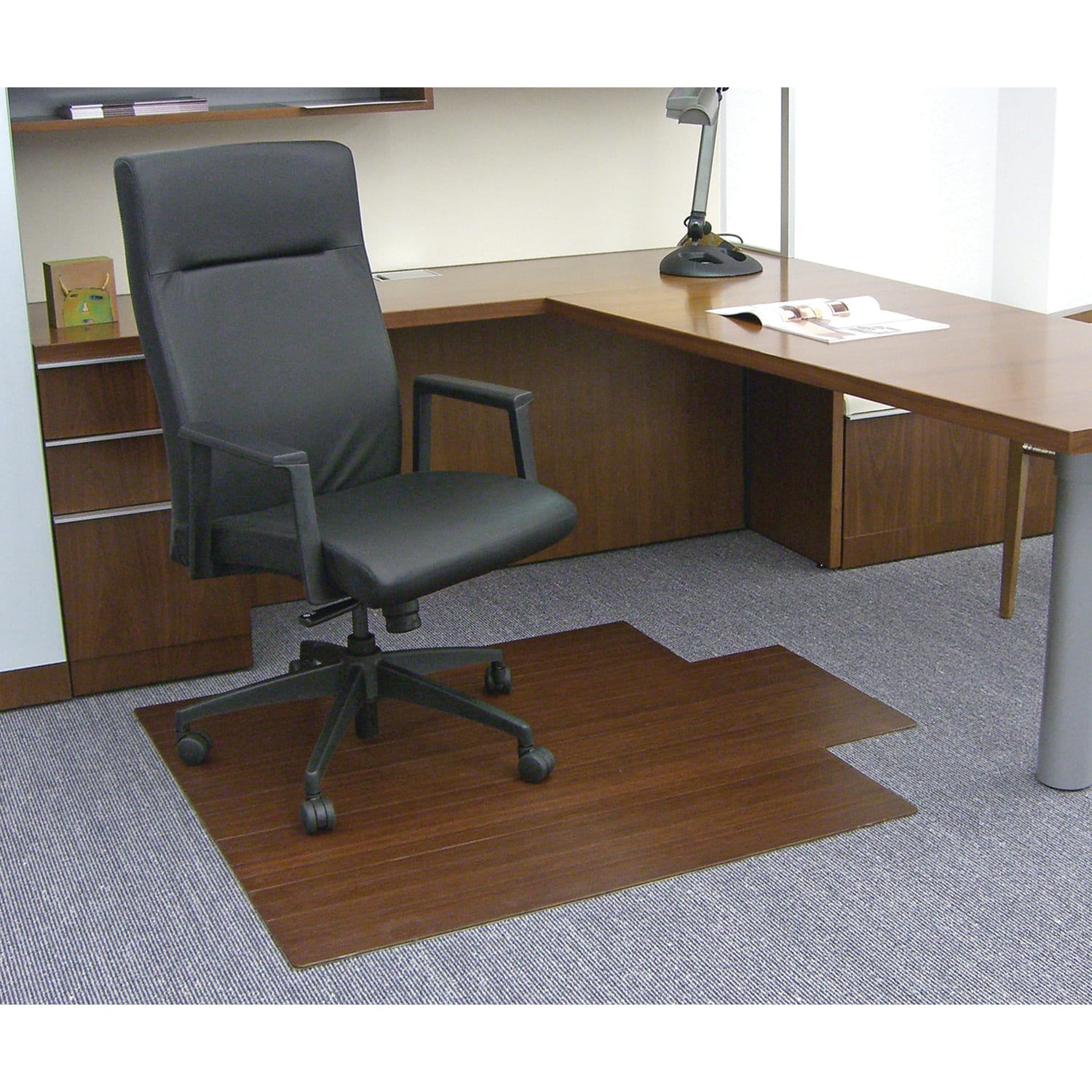 Anji Mountain Bamboo Roll-Up Chair Mat, 44in x 52in, 1/4in-Thick, 9 1/4in Tongue, Dark Cherry - Image 3