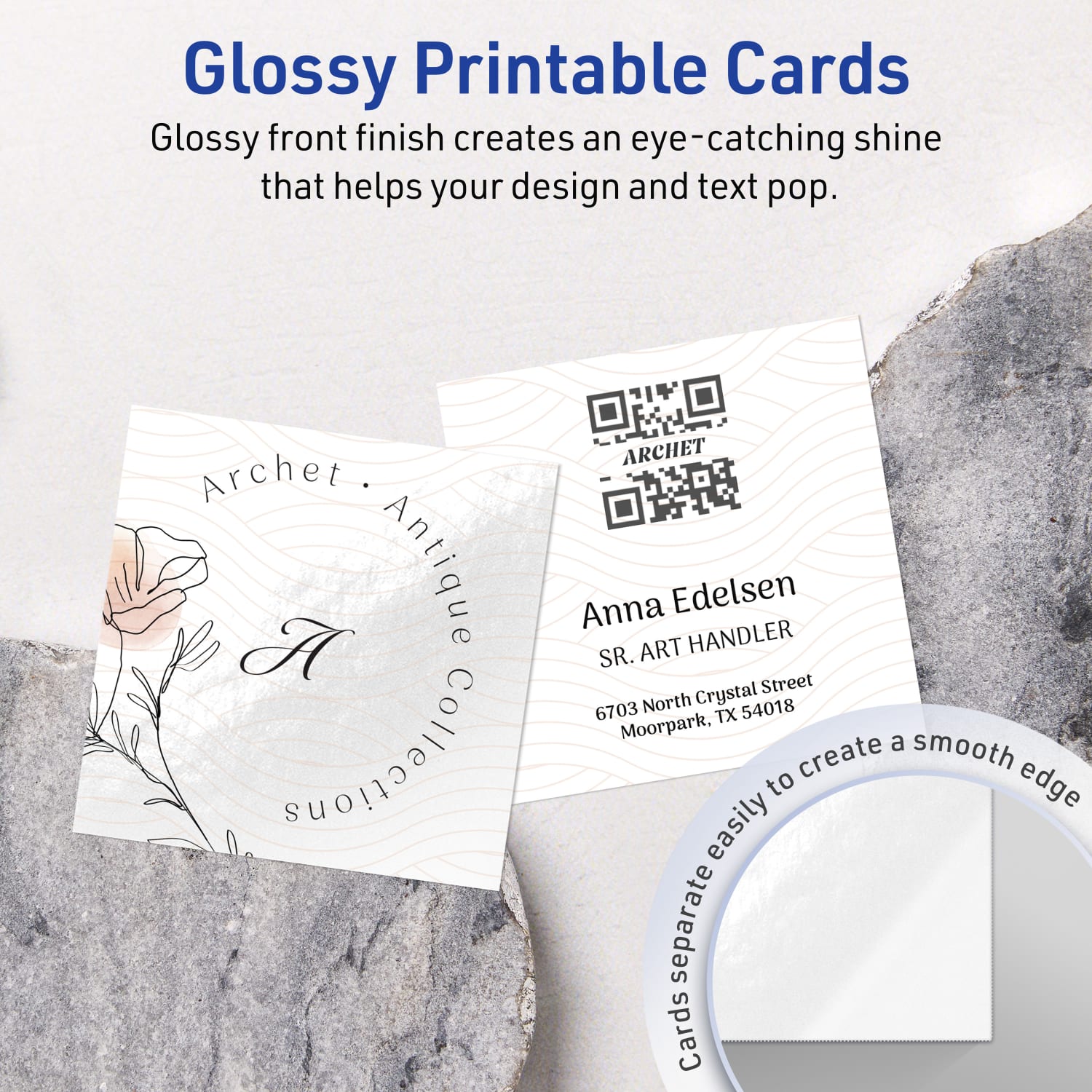 Avery Printable Note Cards With Sure Feed Technology, 3in x 3in Square, Glossy White, Pack Of 300 - Image 3