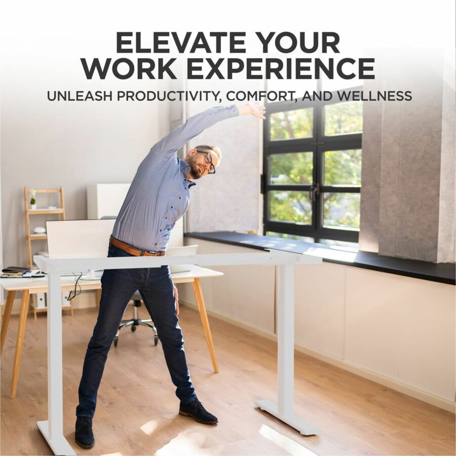 Rise Up Dual Motor Electric Standing Desk Frame with Memory Adjustable Height 26-51.6in White - Image 4