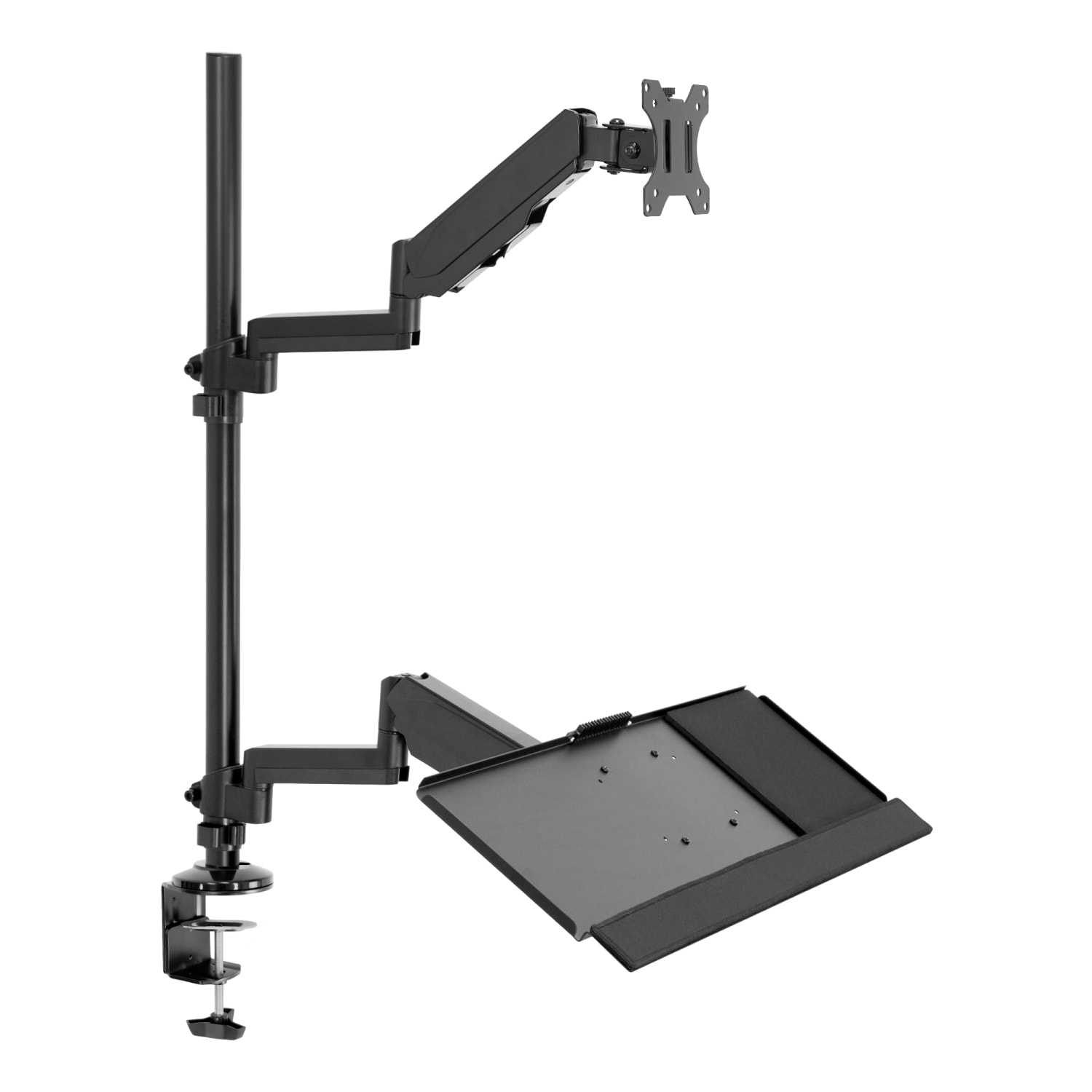 Mount-It! Single 32in Monitor Sit-Stand Desk Mount with Keyboard Tray, Black