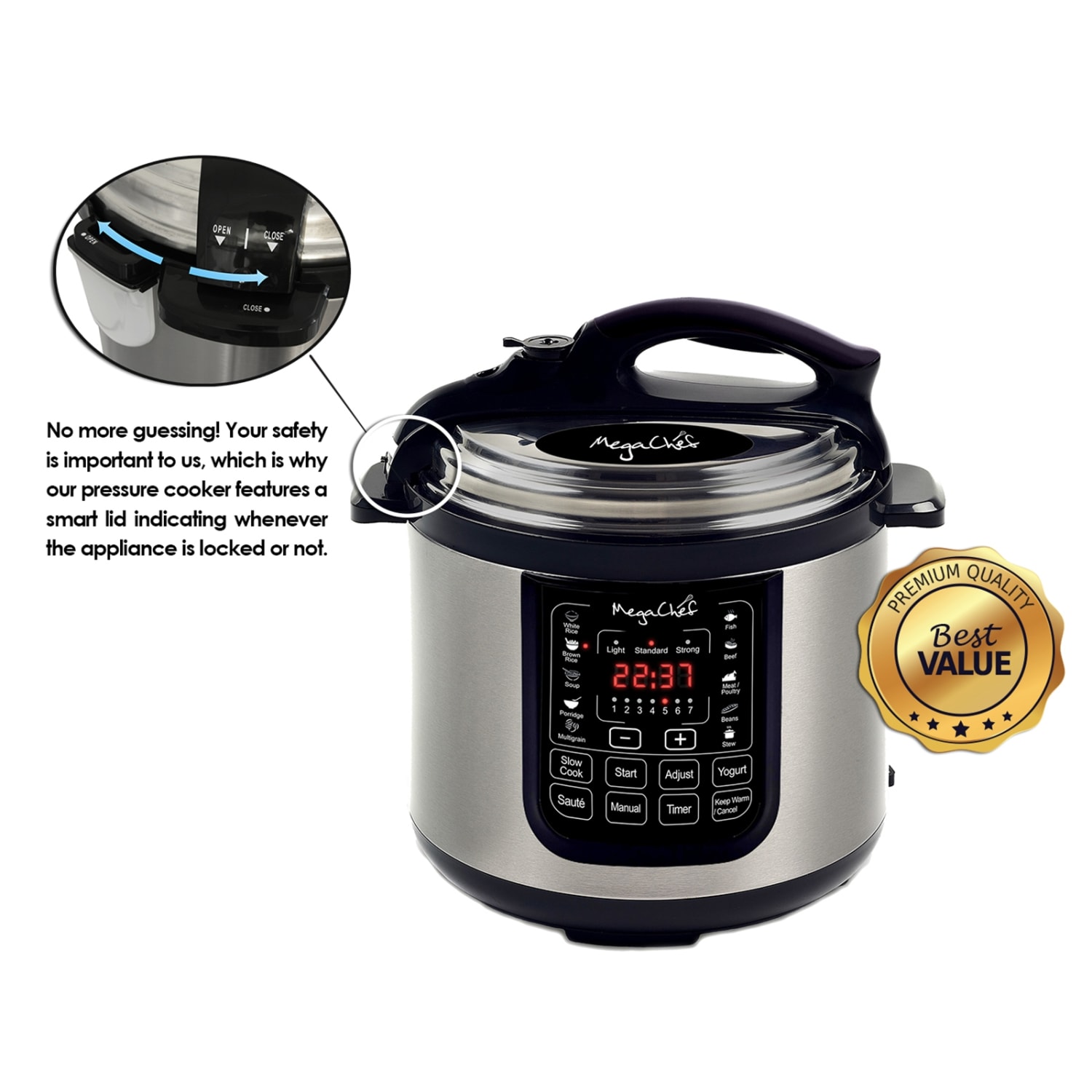 Megachef 8-Quart Digital Pressure Cooker, 15in x 15in - Image 6