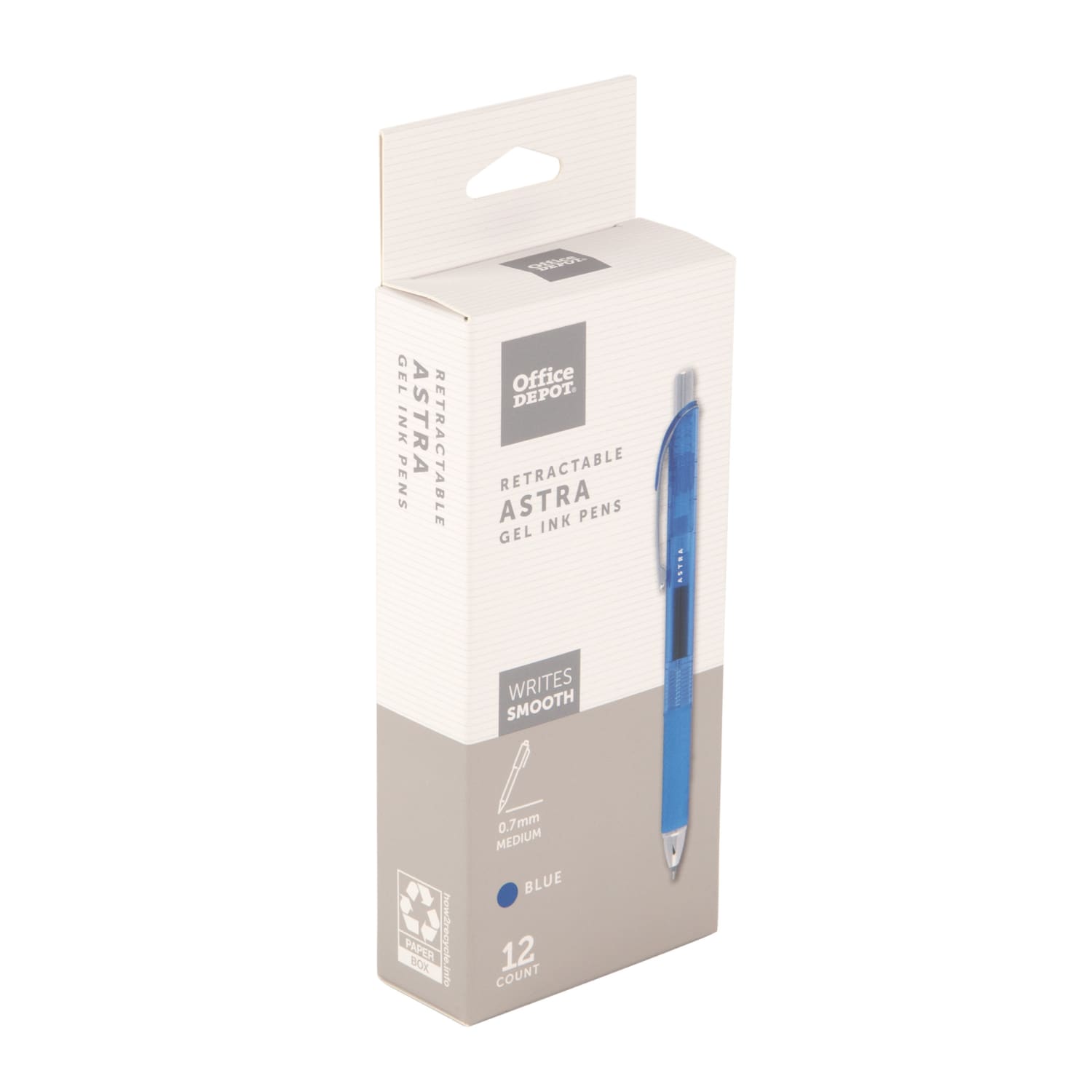 Office Depot Brand Astra Retractable Gel Ink Pens, Medium Point, 0.7 mm, Blue Barrel, Blue Ink, Pack Of 12 Pens - Image 4