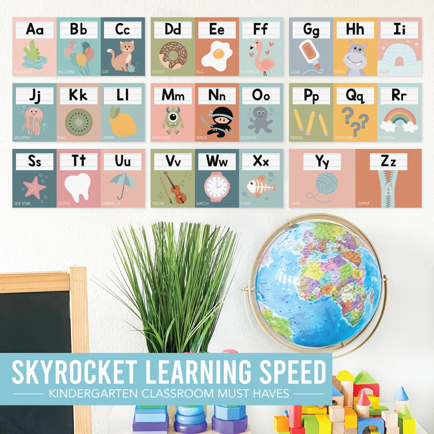 Hadley Designs Boho Muted Number Line and Alphabet Letters For Classroom Wall, Set Of 12 - Image 4