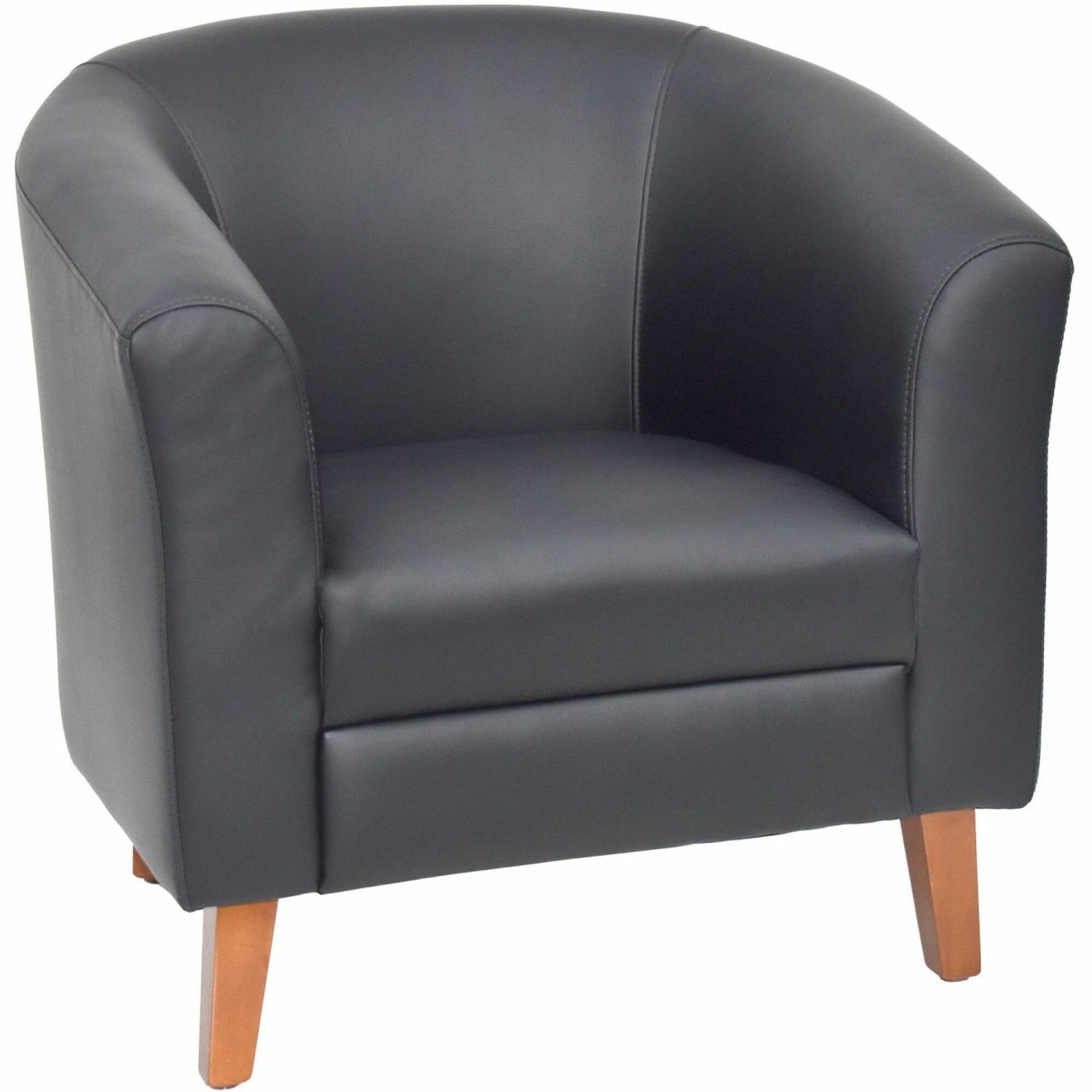 Lorell Barrel Club Bonded Leather Armchair Black PopularChairscom
