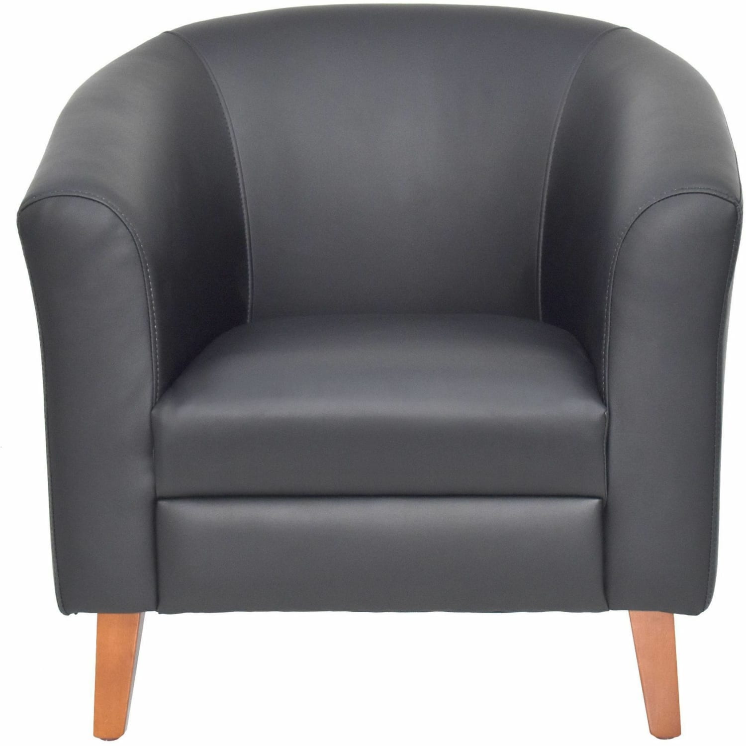 Lorell Barrel Club Bonded Leather Armchair Black PopularChairscom