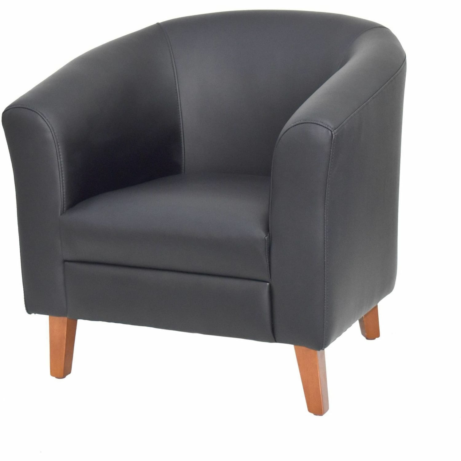 Lorell Barrel Club Bonded Leather Armchair Black PopularChairscom