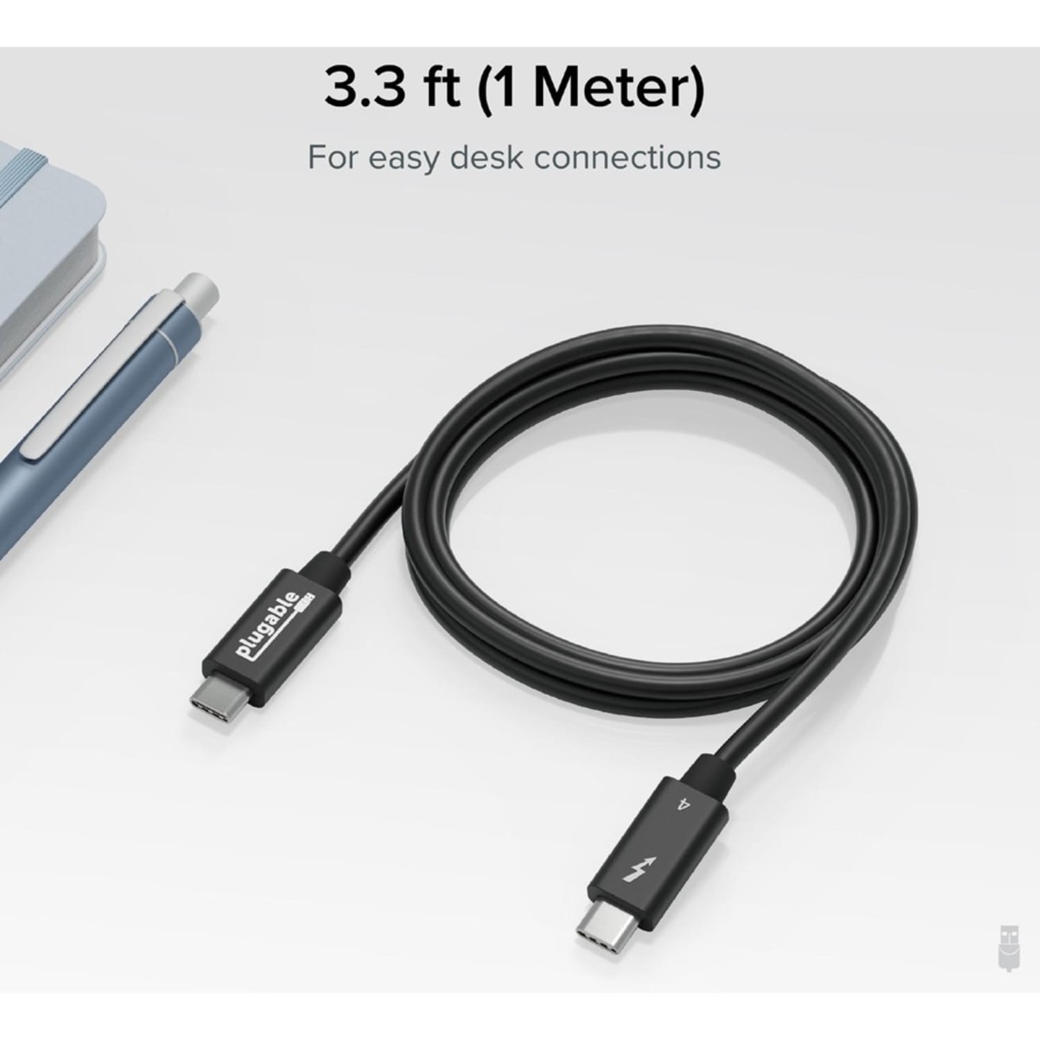 Plugable Thunderbolt 4 Cable with 240W Charging, Thunderbolt Certified, 3.3 Feet (1M),1x 8K Display, 40 Gbps - TBT4240W1M - Image 6