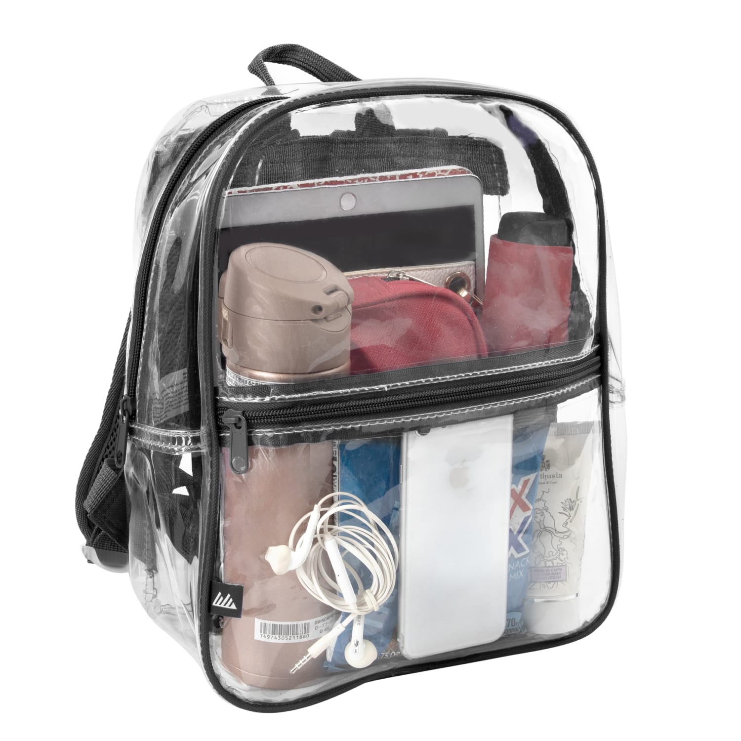 Trailmaker Mini Stadium Approved Backpack, 12inH x 10inW x 4inD, Clear/Black - Image 4