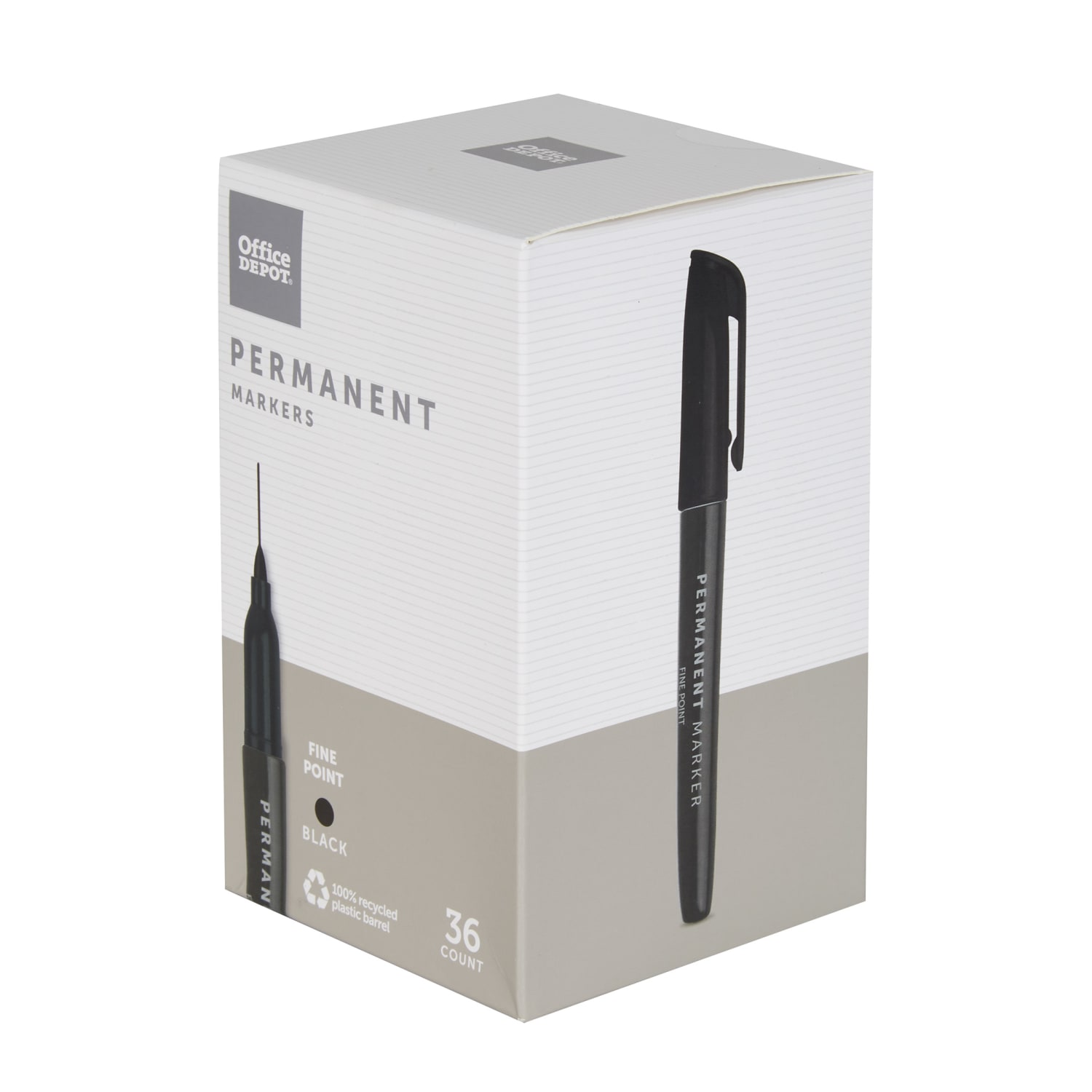 Office Depot Brand Permanent Markers, Fine Point, 100% Recycled Plastic Barrel, Black Ink, Pack Of 36 - Image 3