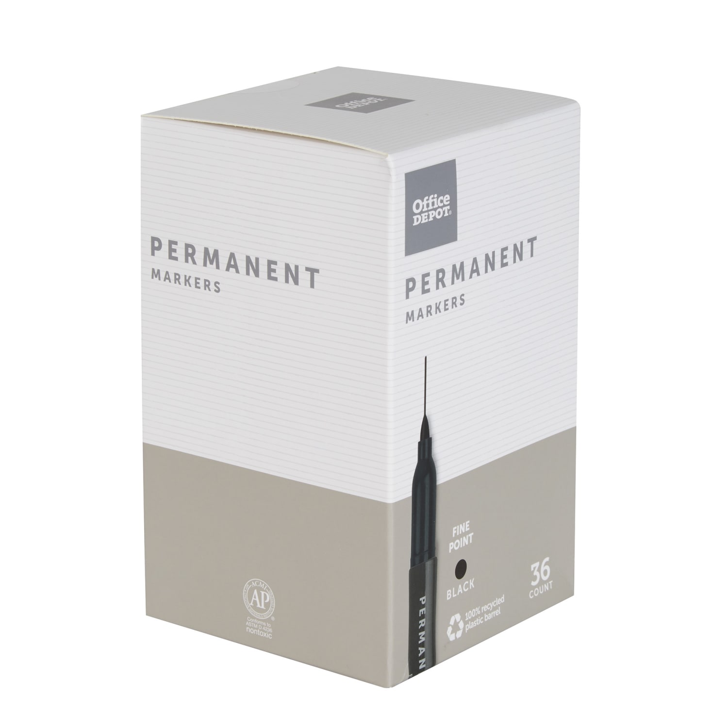 Office Depot Brand Permanent Markers, Fine Point, 100% Recycled Plastic Barrel, Black Ink, Pack Of 36 - Image 4