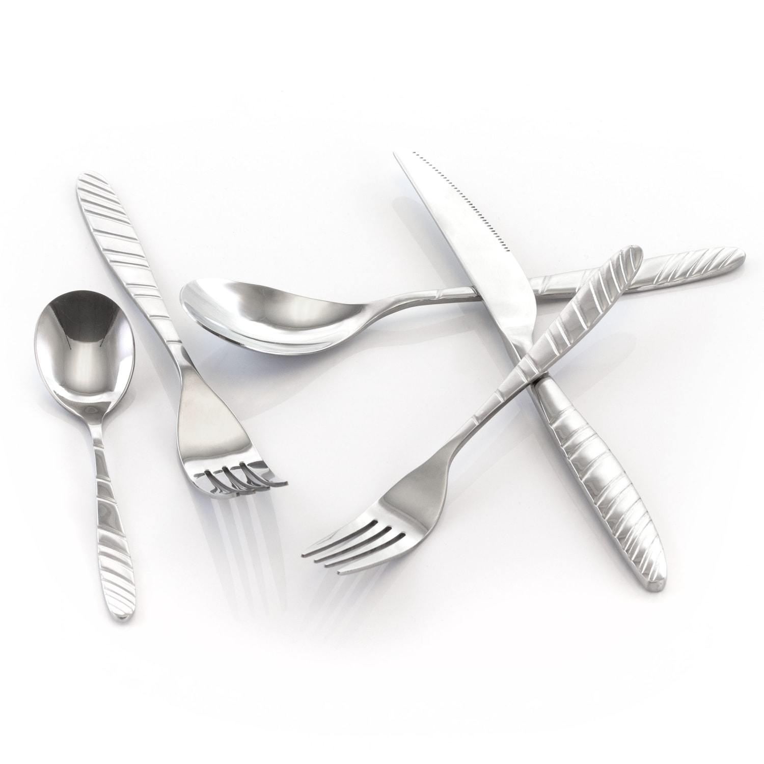 MegaChef La Vague 20-Piece Stainless-Steel Flatware Set, Silver - Image 4