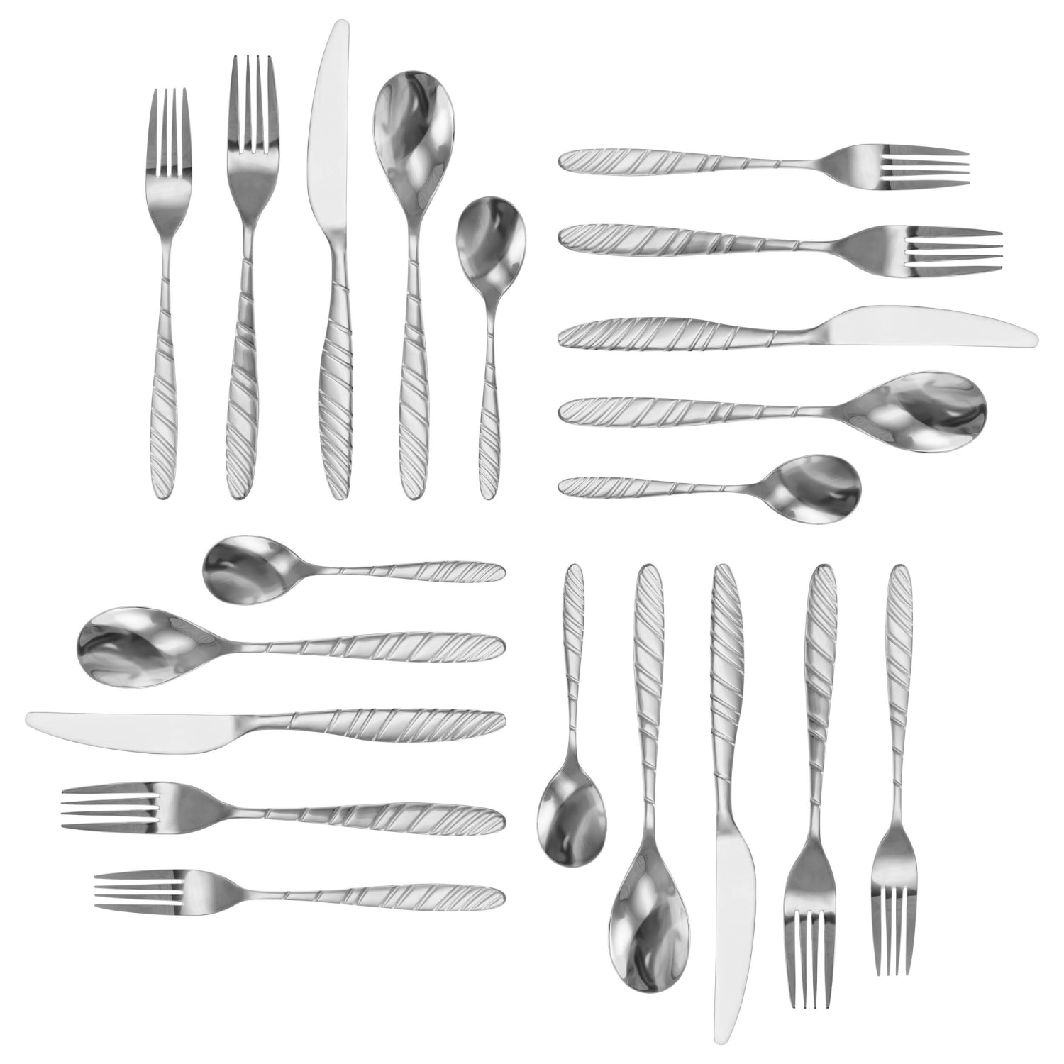 MegaChef La Vague 20-Piece Stainless-Steel Flatware Set, Silver - Image 6