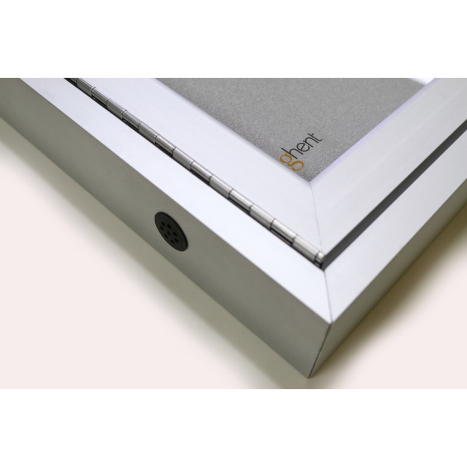 Ghent 3 Door Enclosed Vinyl Bulletin Board with Satin Frame - 48in Board Height x 96in Board Width - Caramel Vinyl Surface - Locking Door, Tackable, Water Resistant, Weather Resistant, Self-healing, Tamper Proof - Satin Aluminum Frame - 1 Each - Image 3