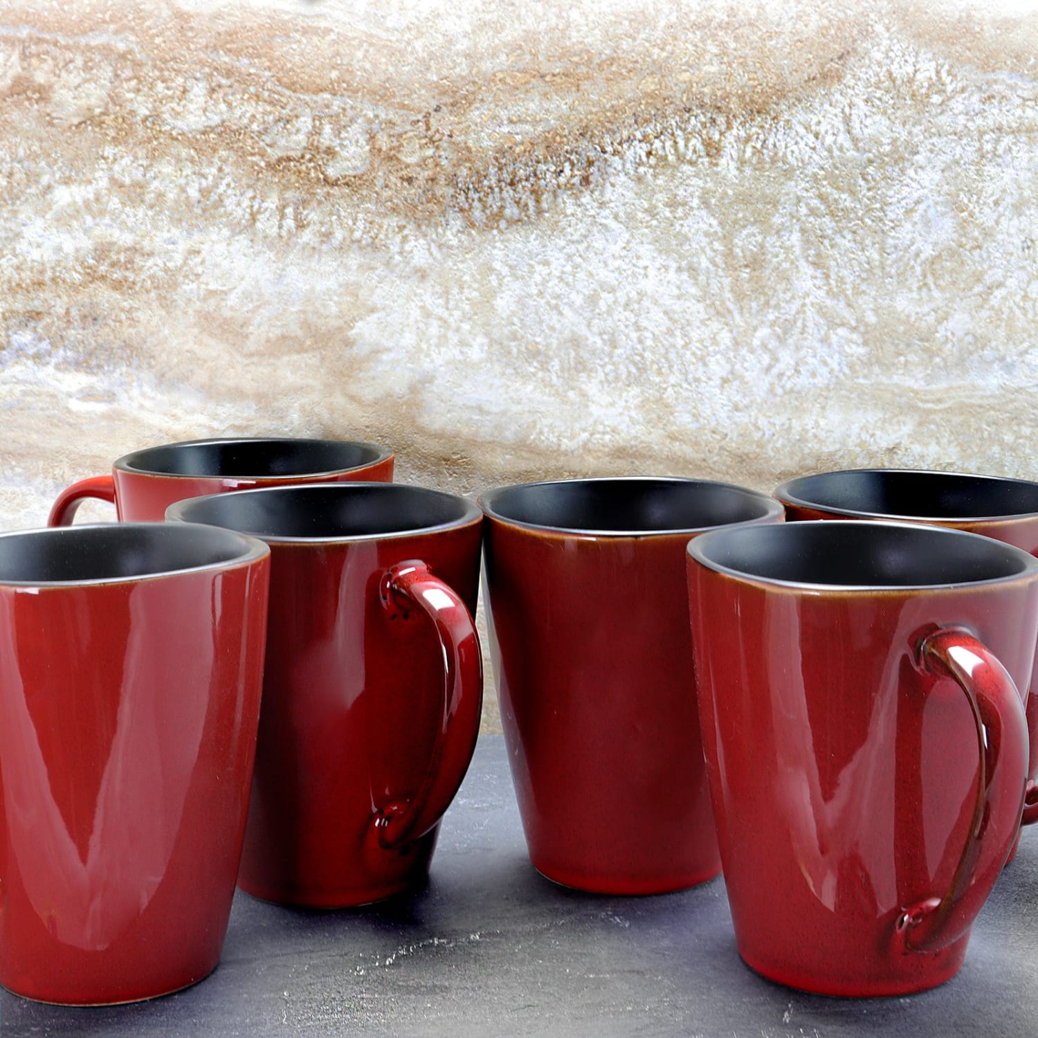 Elama Stoneware Mugs, Harland, 14 Oz., Red - Image 4