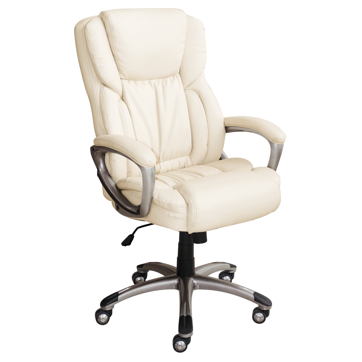 Serta Works Ergonomic Bonded Leather High-Back Office Chair, American Beige/Silver - Image 3