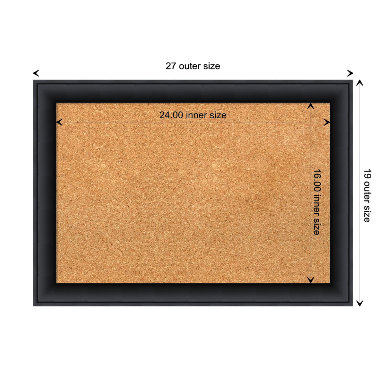 Amanti Art Non-Magnetic Cork Bulletin Board, 27in x 19in, Natural, Nero Black Wood Frame - Image 6