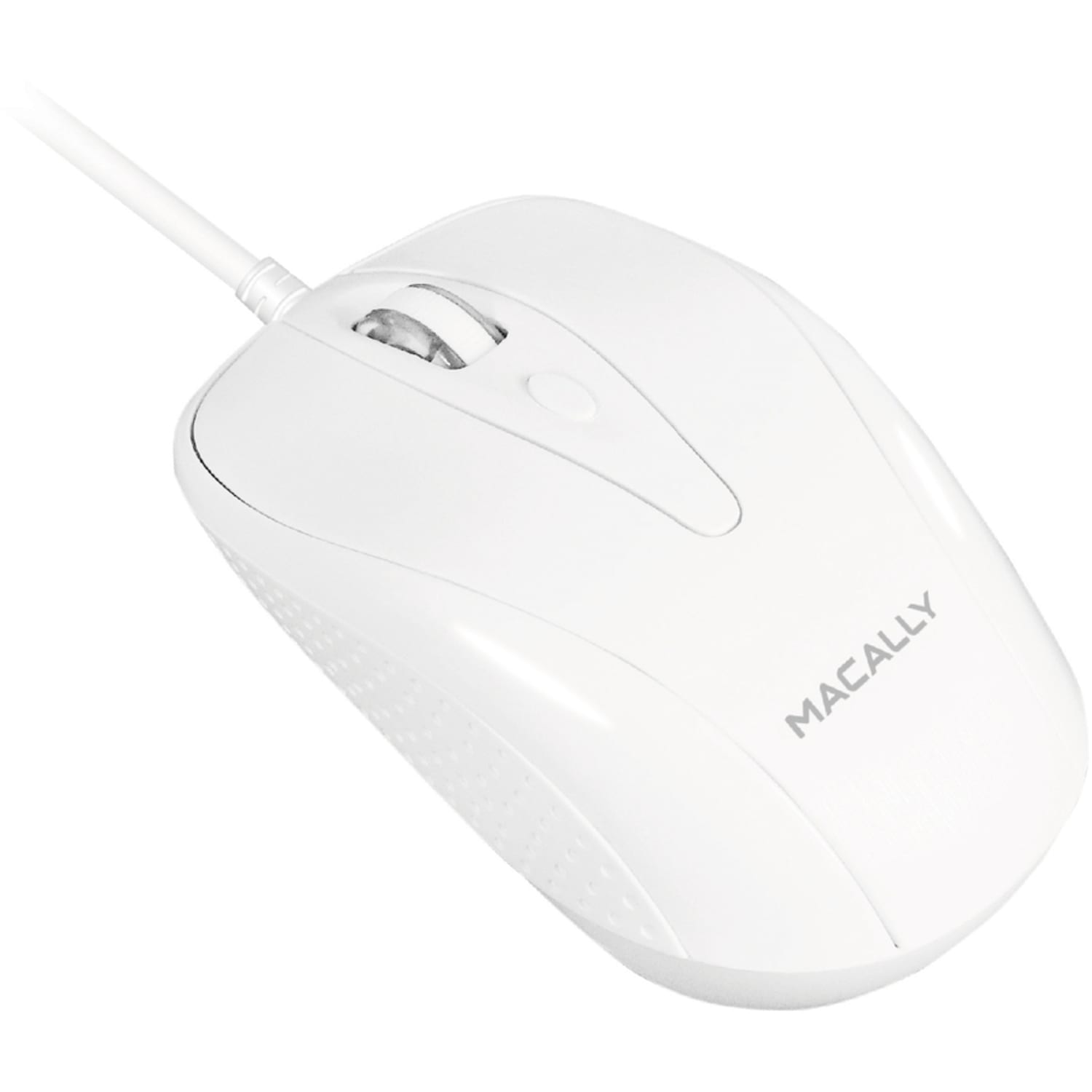Macally 3 Button Optical USB Wired Mouse for Mac and PC - Optical - Cable - White - USB - 1000 dpi - Scroll Wheel - 3 Button(s) - Symmetrical - 1 - Image 6