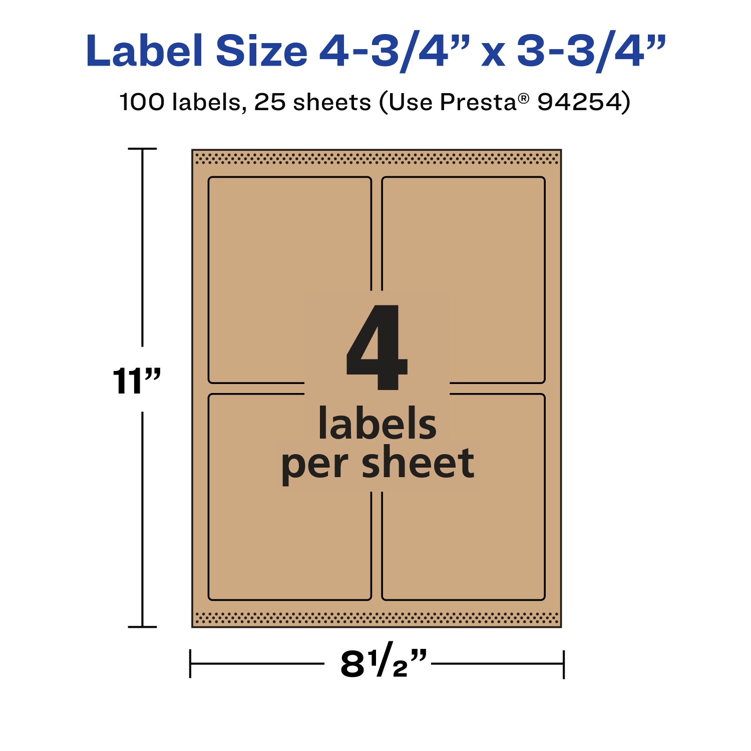 Avery Kraft Permanent Labels With Sure Feed, 94254-KMP25, Rectangle, 4-3/4in x 3-3/4in, Brown, Pack Of 100 - Image 6