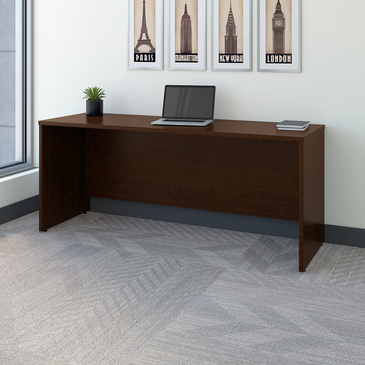 Bush Business Furniture Components 72inW Credenza Computer Desk Mocha Cherry, Standard Delivery - Image 3