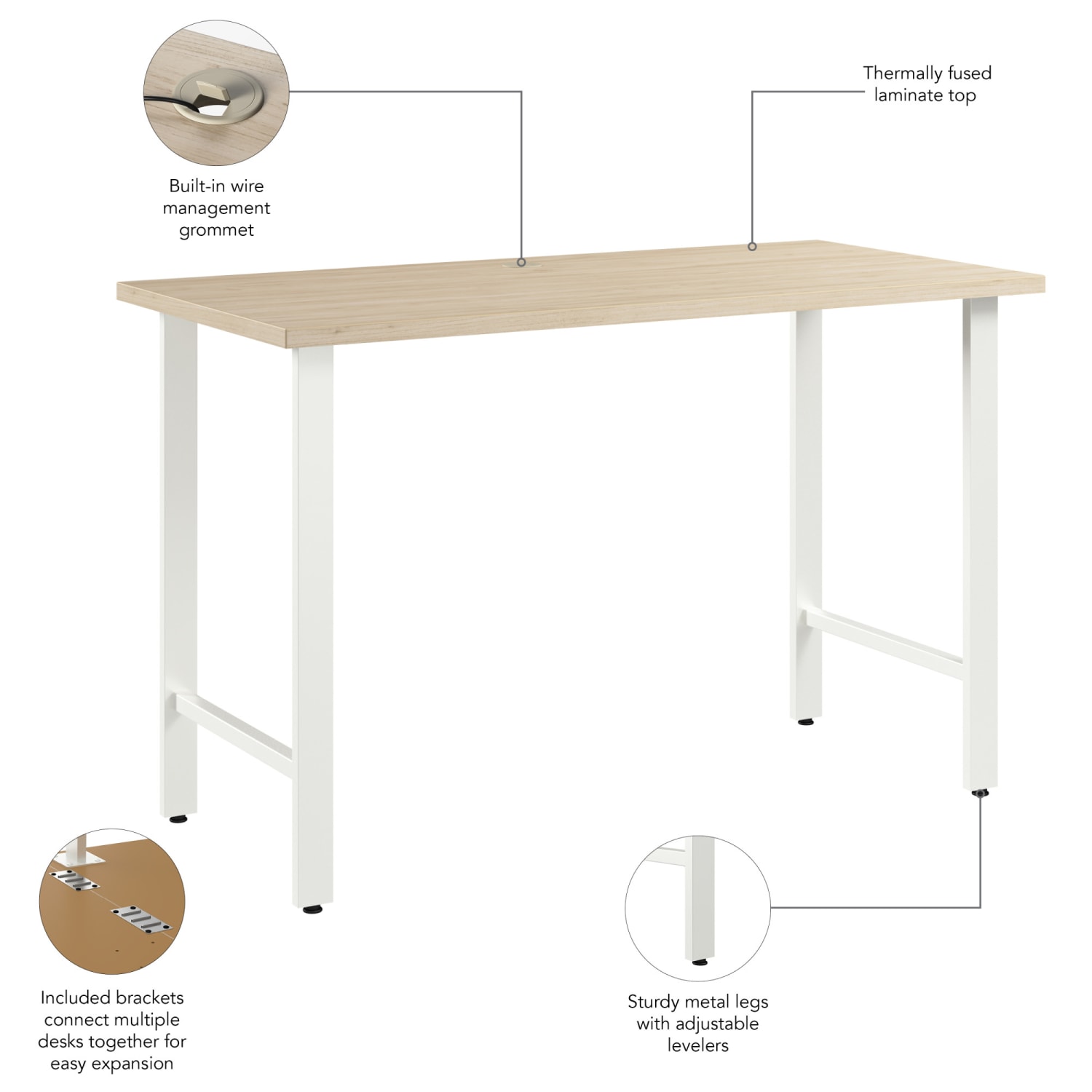 Bush Business Furniture Hustle 48inW Computer Desk With Metal Legs, Natural Elm, Standard Delivery - Image 5
