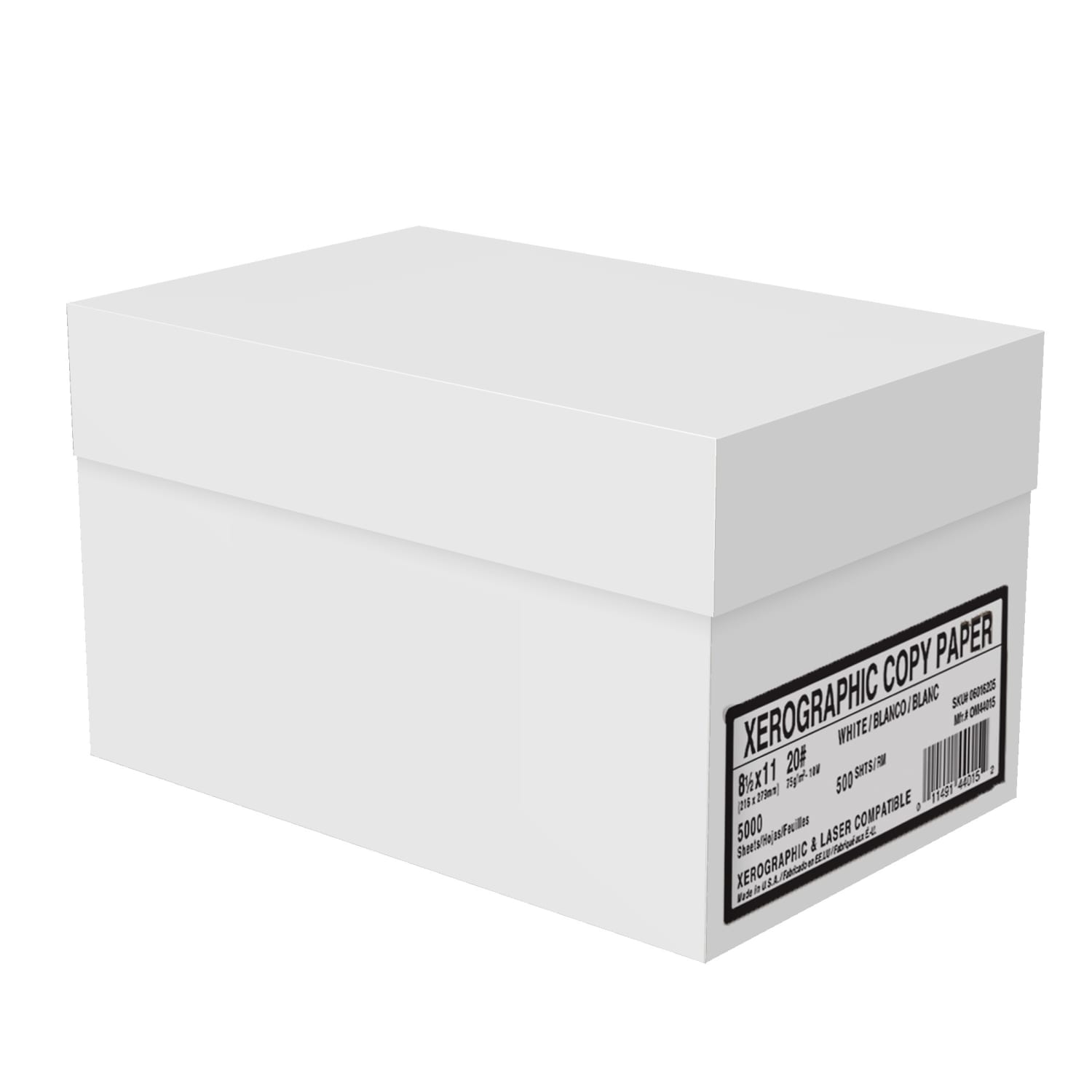 SKILCRAFT Xerographic Copy Paper, 10 Reams,  White, Letter (8.5in x 11in), 5000 Sheets Per Case, 20 Lb, 92 Brightness,  92 Brightness