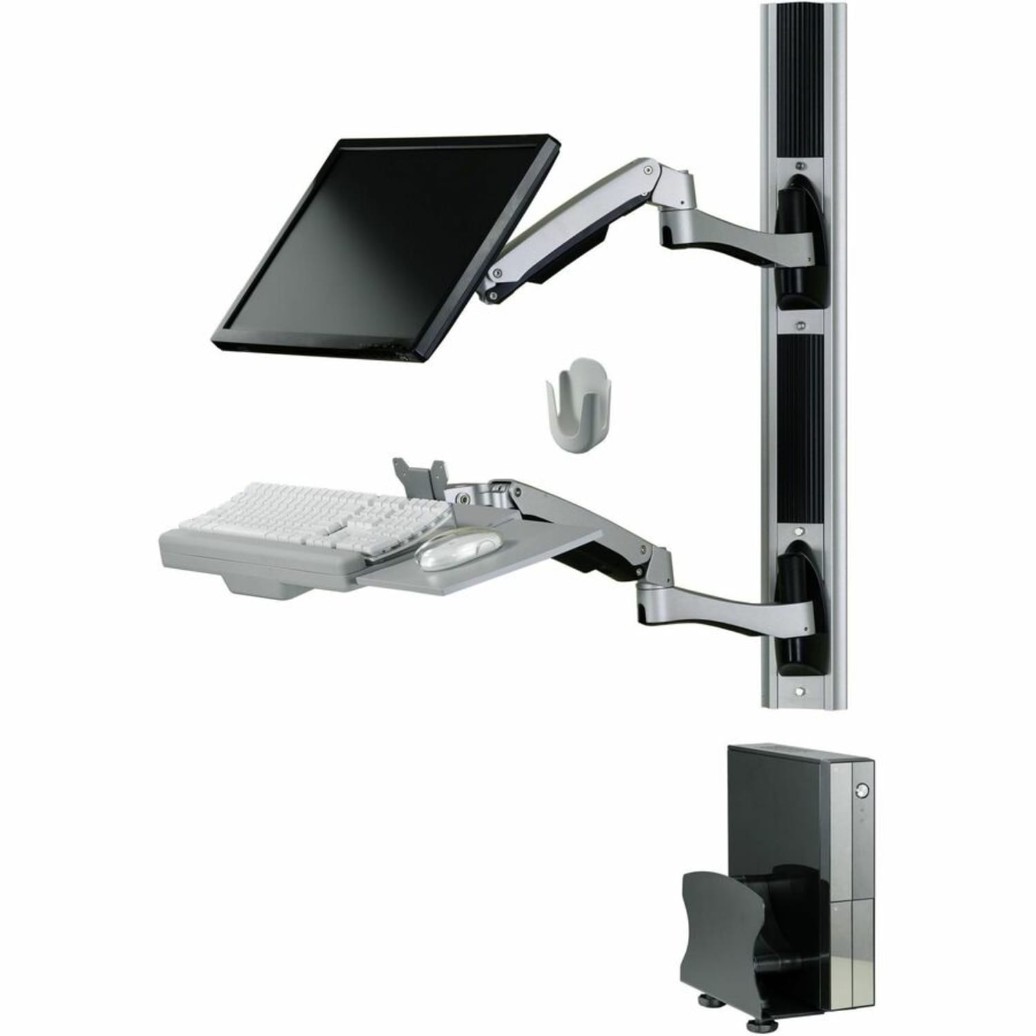 Amer Wall Mount for Keyboard, CPU, Mouse, Flat Panel Display, Curved Screen Display, Monitor - TAA Compliant - 32in Screen Support - 22.05 lb Load Capacity - 75 x 75, 100 x 100 - VESA Mount Compatible - Steel, Rubber, Plastic - 1 - Image 3