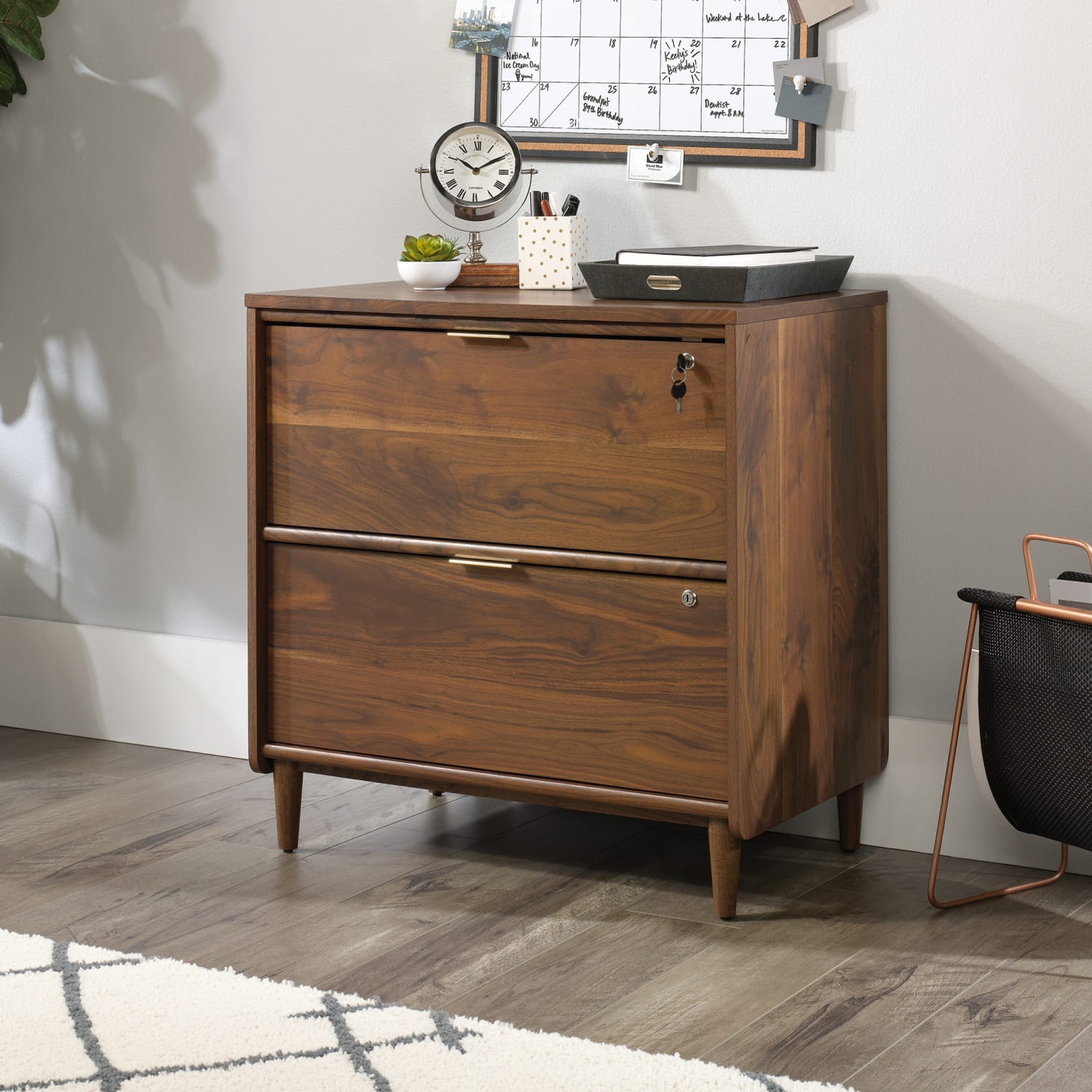Sauder Clifford Place 29-1/2inW x 18-1/2inD Lateral 2-Drawer File Cabinet, Grand Walnut - Image 4