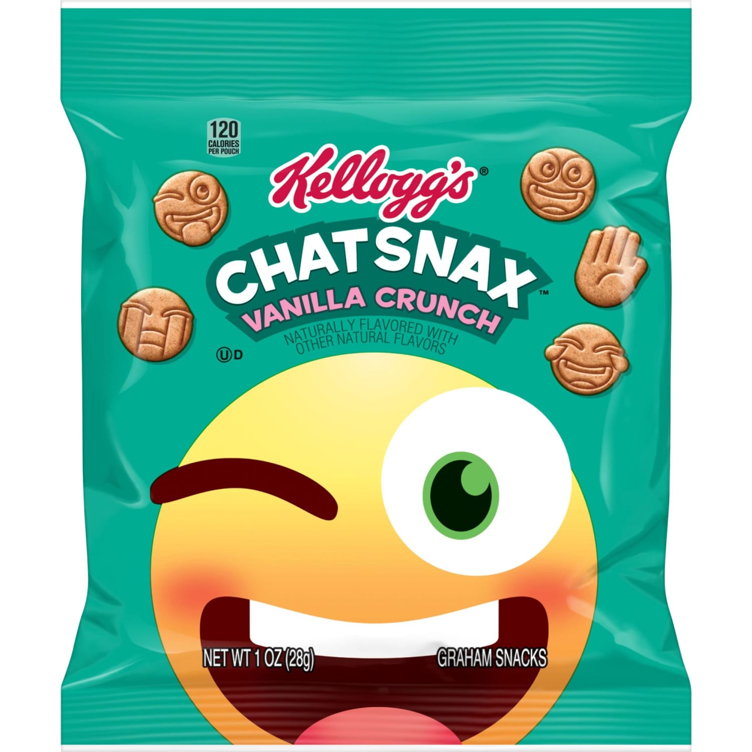Kelloggs Chat Snax Vanilla Crunch Grahams Single Serve Bags, 1 Oz, Case Of 210 Bags