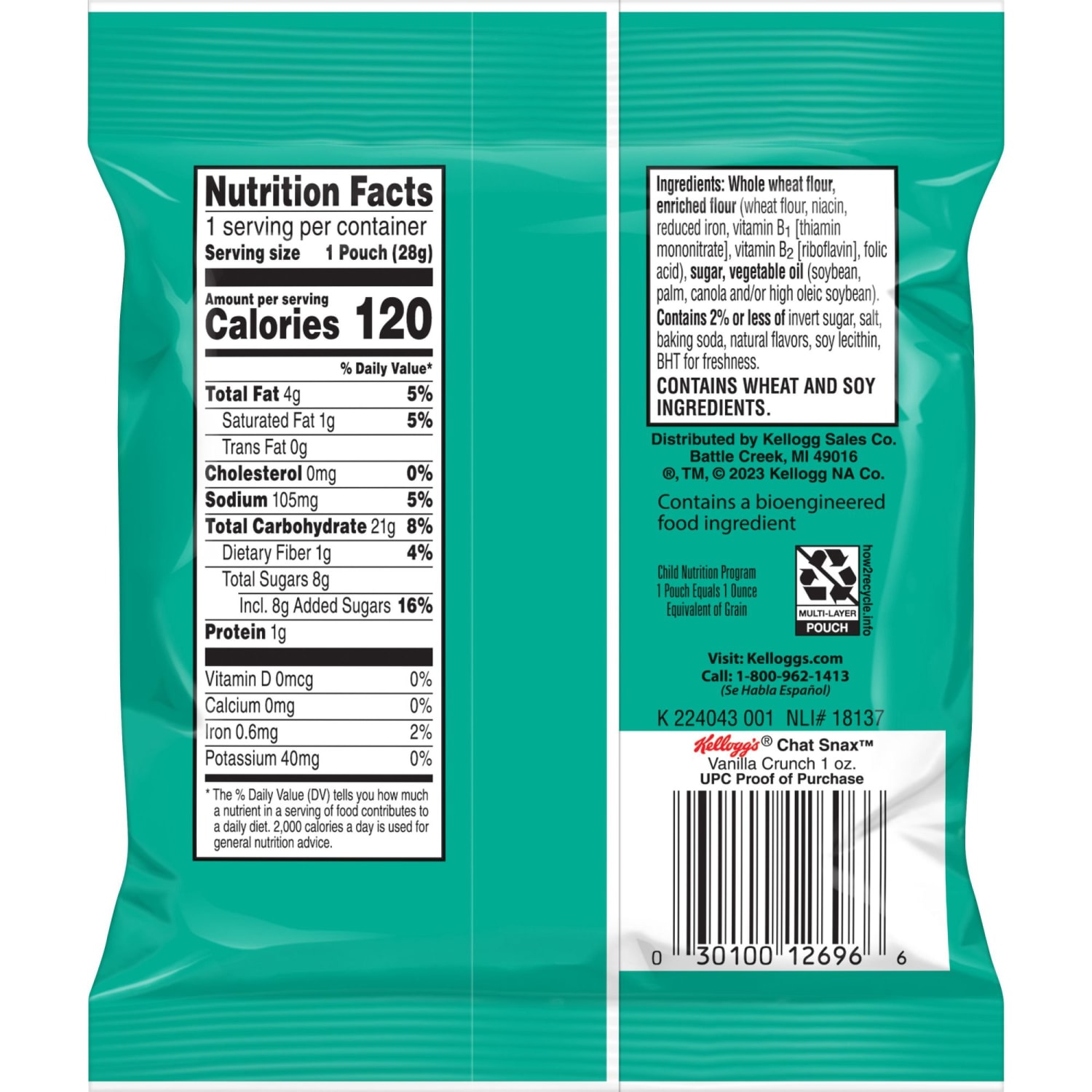 Kelloggs Chat Snax Vanilla Crunch Grahams Single Serve Bags, 1 Oz, Case Of 210 Bags - Image 5