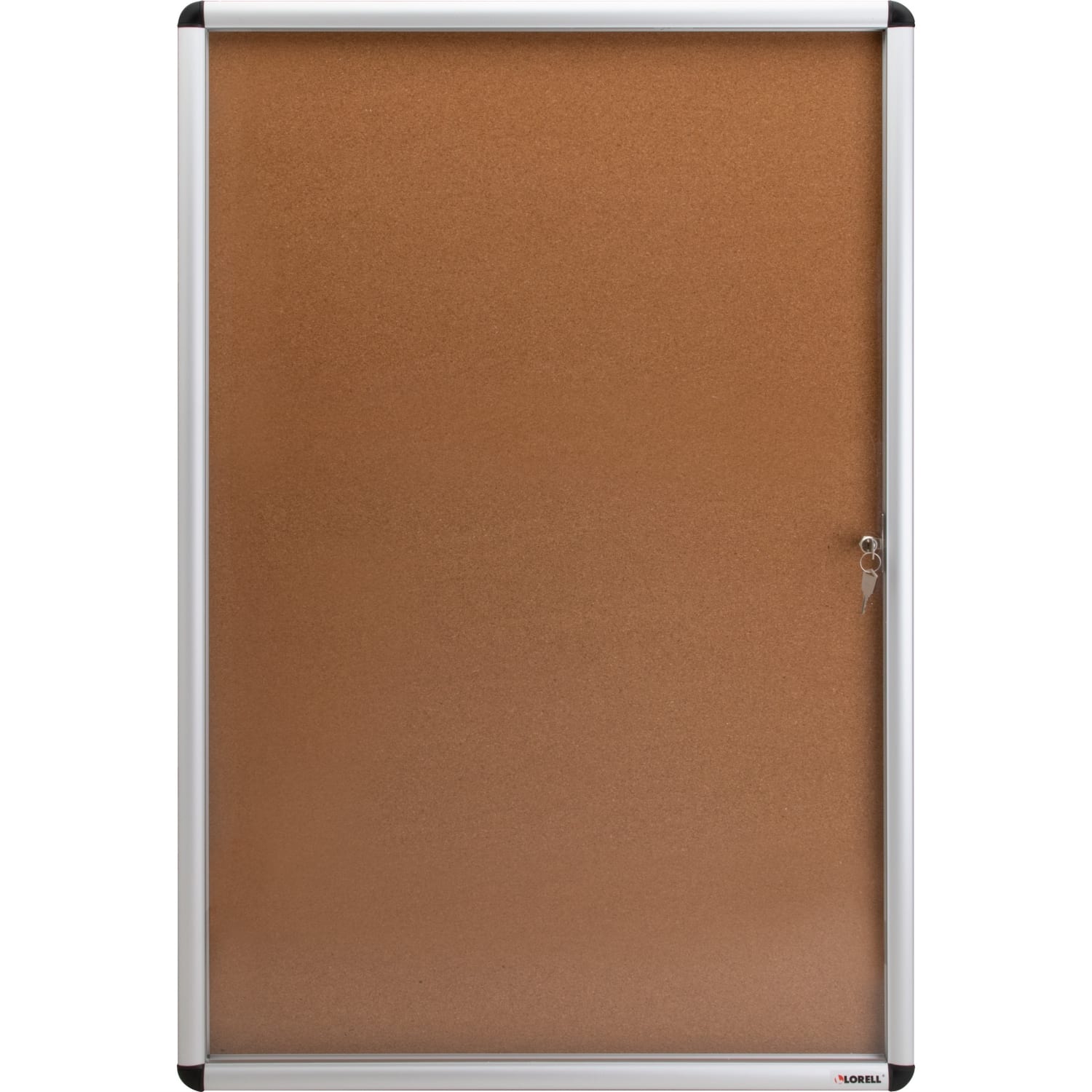 Lorell Enclosed Cork Bulletin Board, 36in x 24in, Silver Aluminum Frame