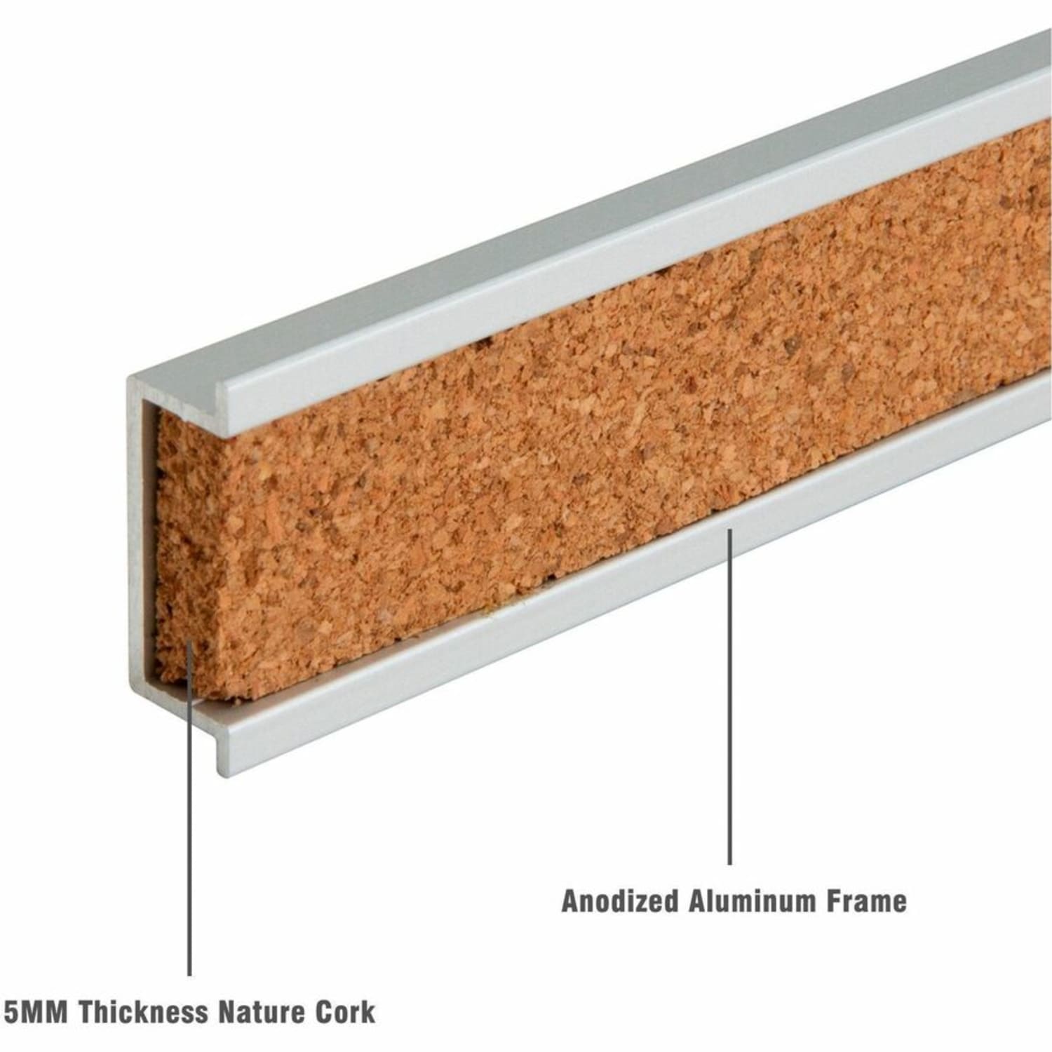 Lorell Cork Bulletin Board Bar, 48in, Silver Aluminum Frame - Image 4