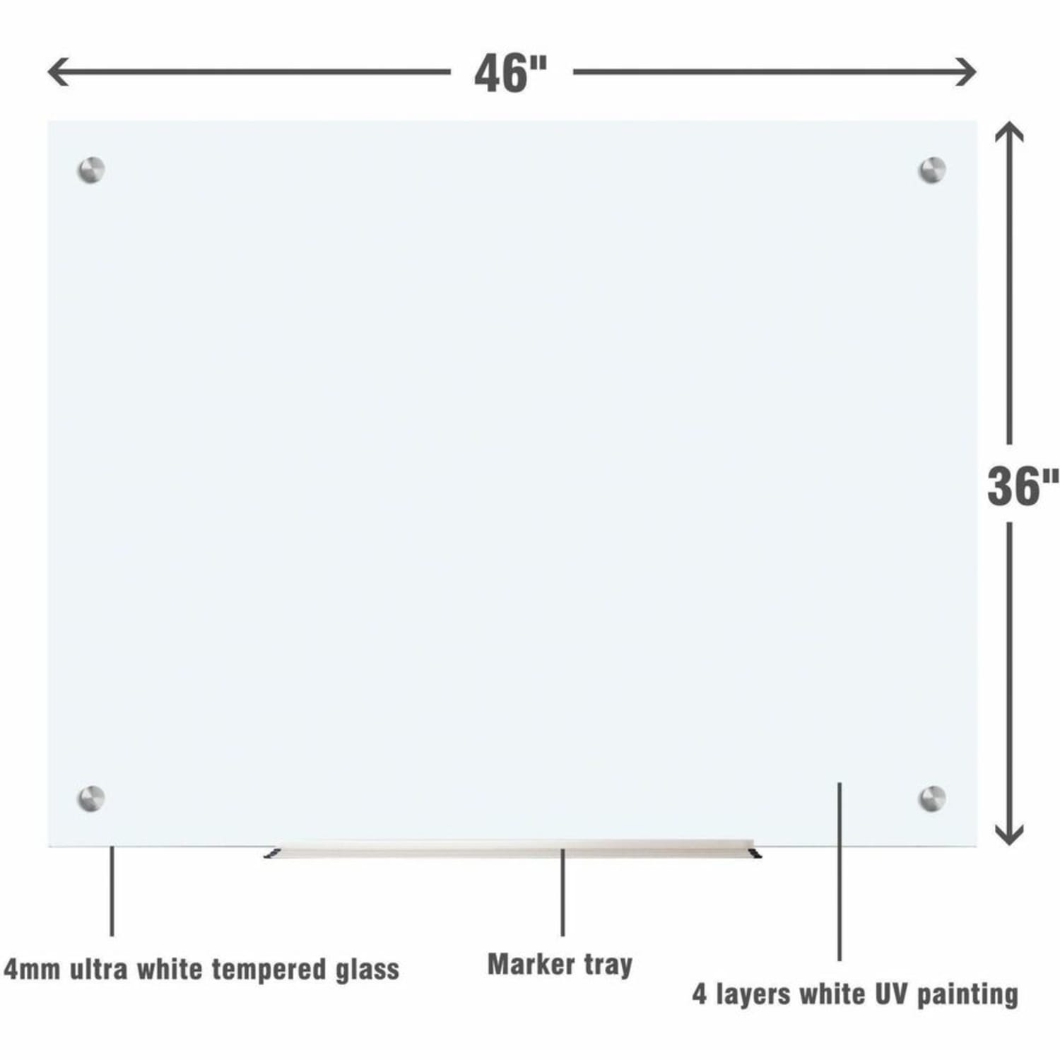 Lorell Non-Magnetic Unframed Dry-Erase Glass Whiteboard, 48in x 36in, Frost - Image 5