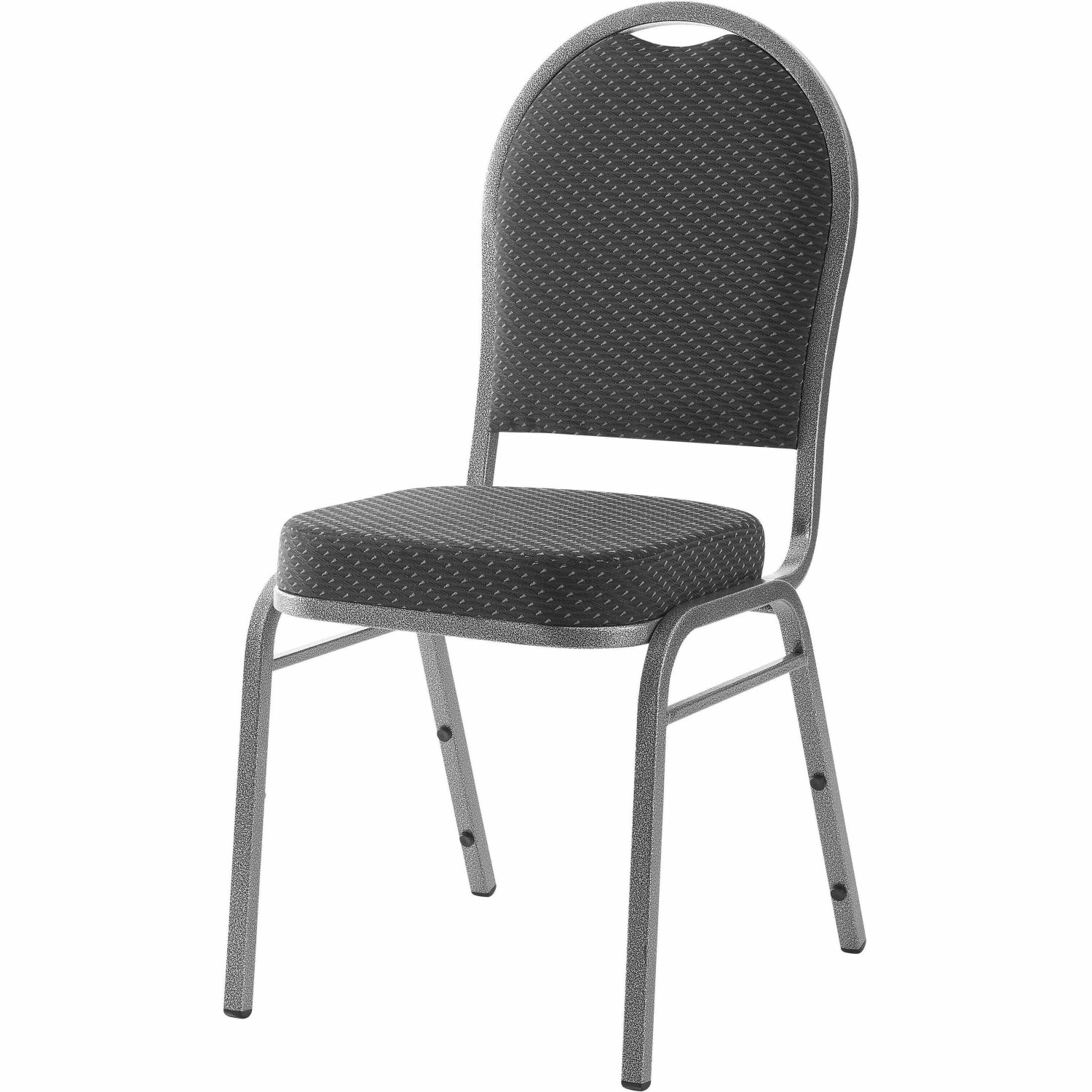 Lorell Banquet Stack Chairs, Textured Fabric, Black/Gray, Set Of 4 - Image 3