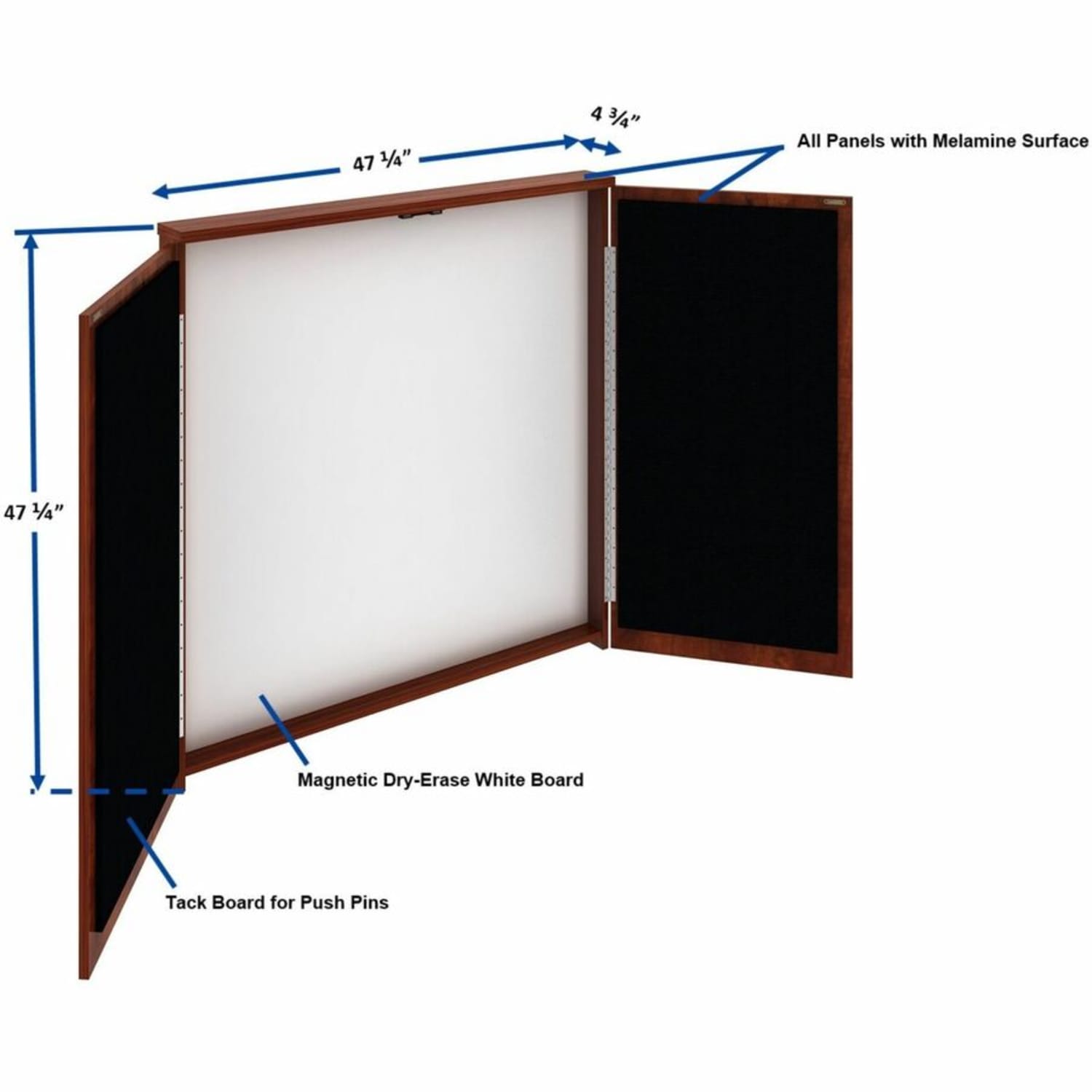 Lorell Dry-Erase Whiteboard Presentation Cabinet, 47.3inH x 47.3inW x 4.8inD, Cherry - Image 5