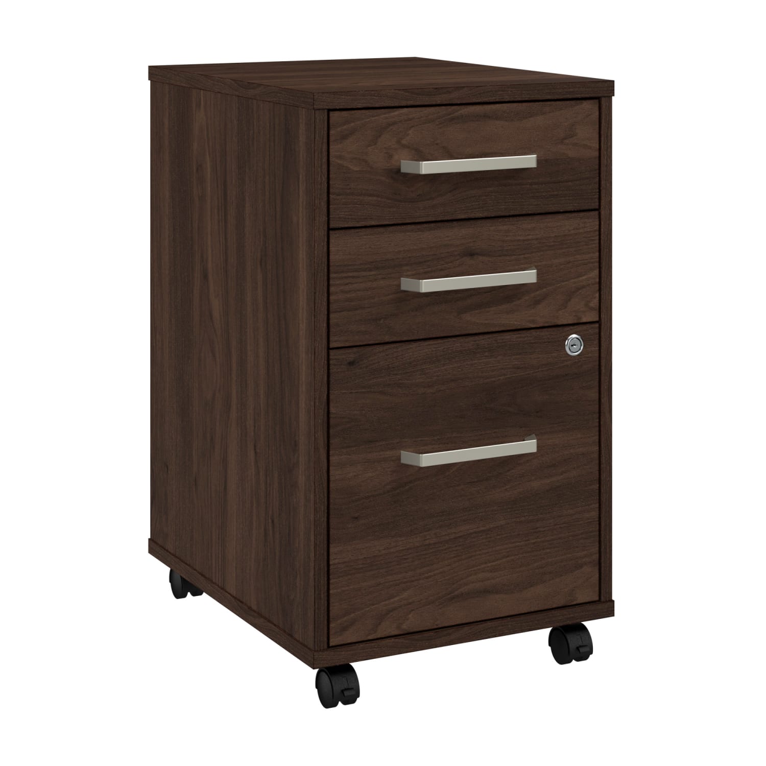 Bush Business Furniture Vista 16inW 3 Drawer Mobile File Cabinet, Black Walnut, Standard Delivery - Image 3
